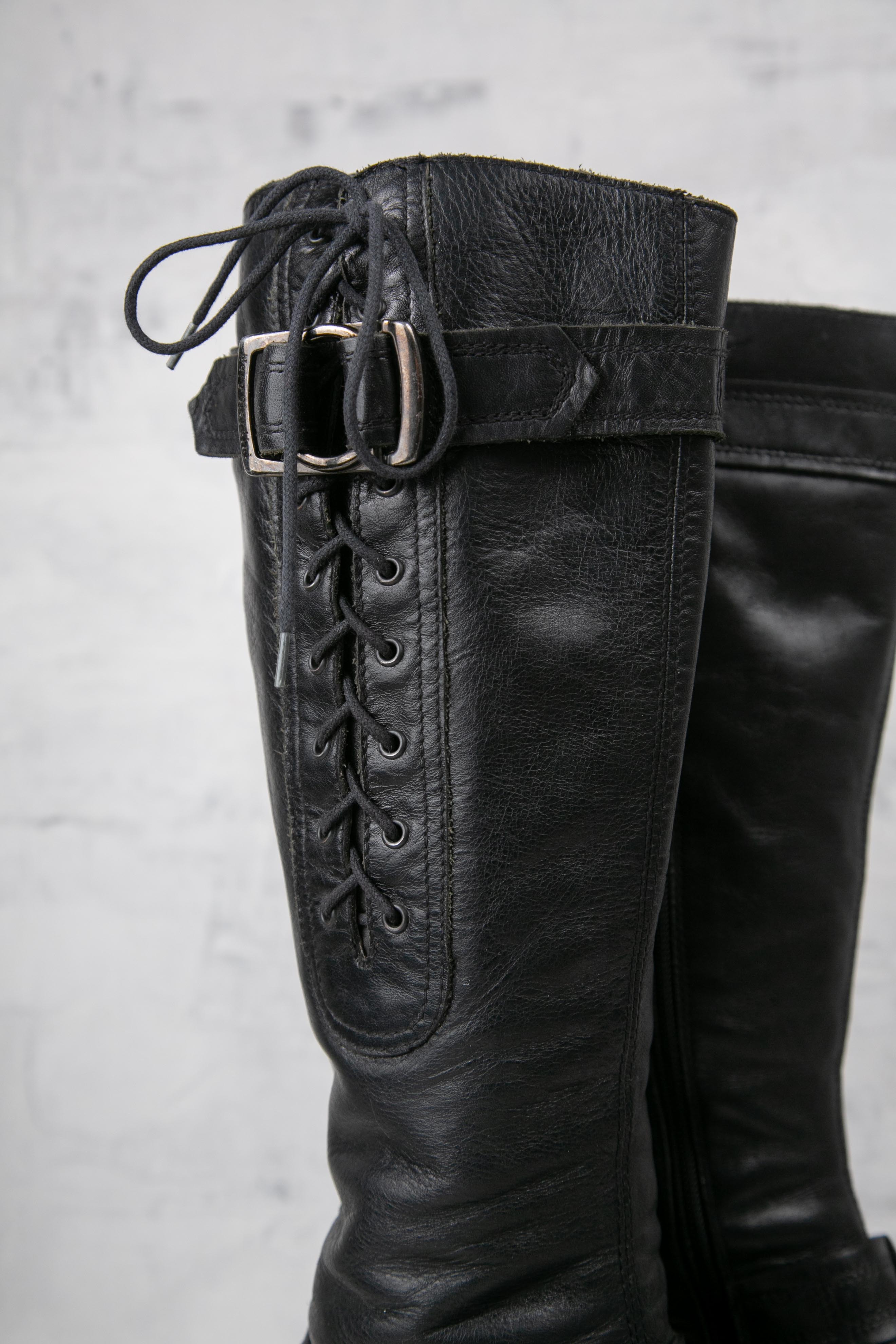 LACE-UP BUCKLED BOOTS