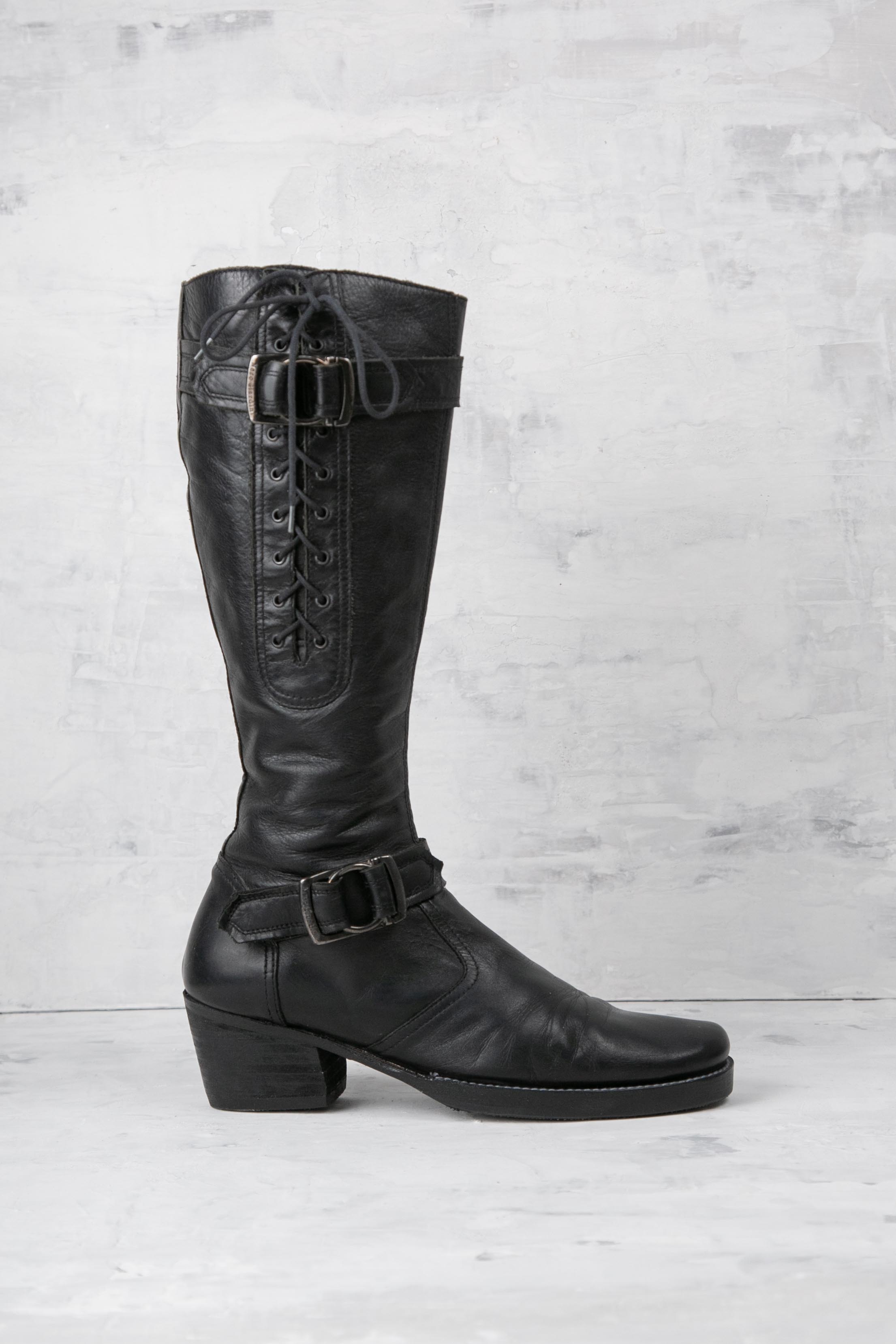 LACE-UP BUCKLED BOOTS