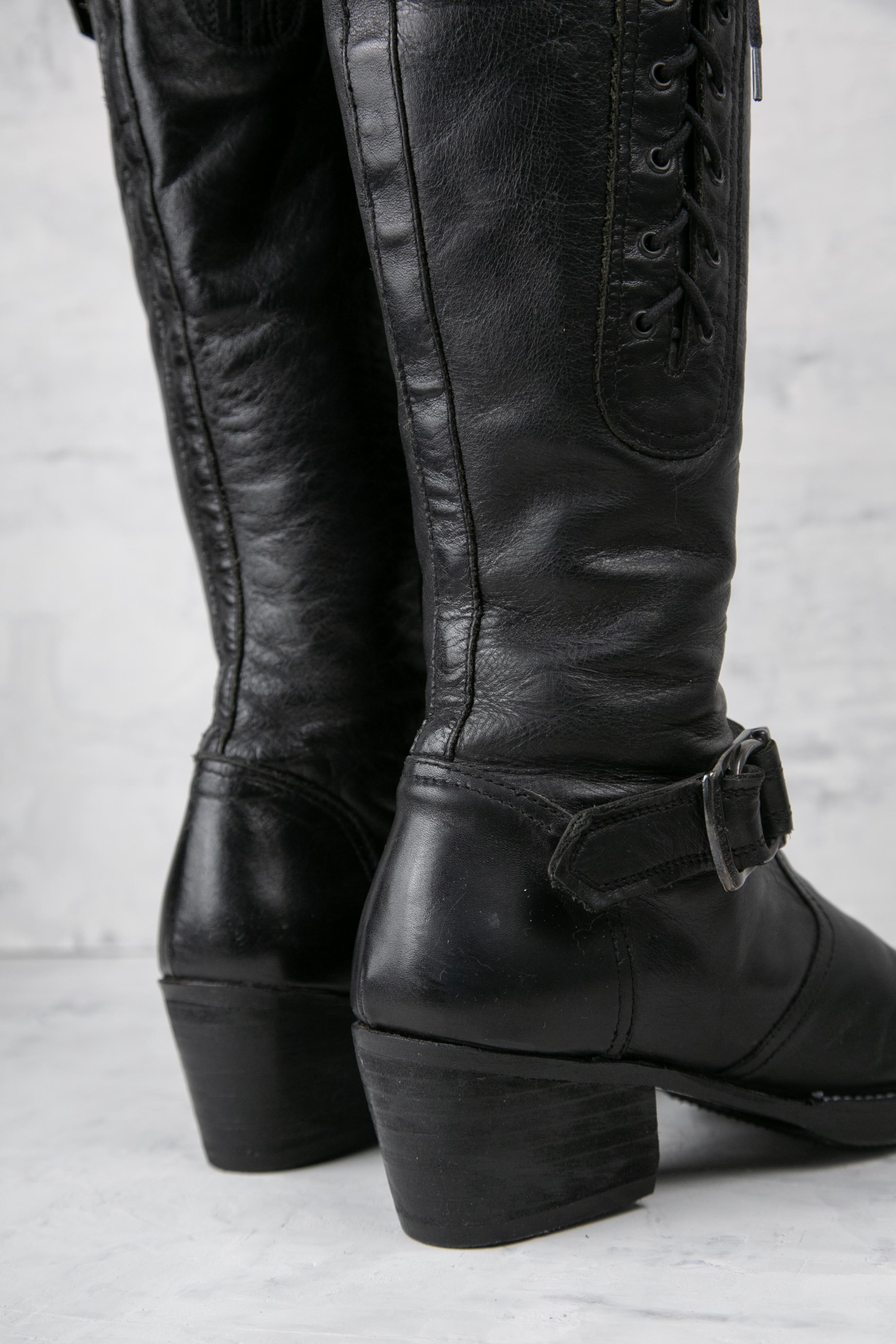 LACE-UP BUCKLED BOOTS