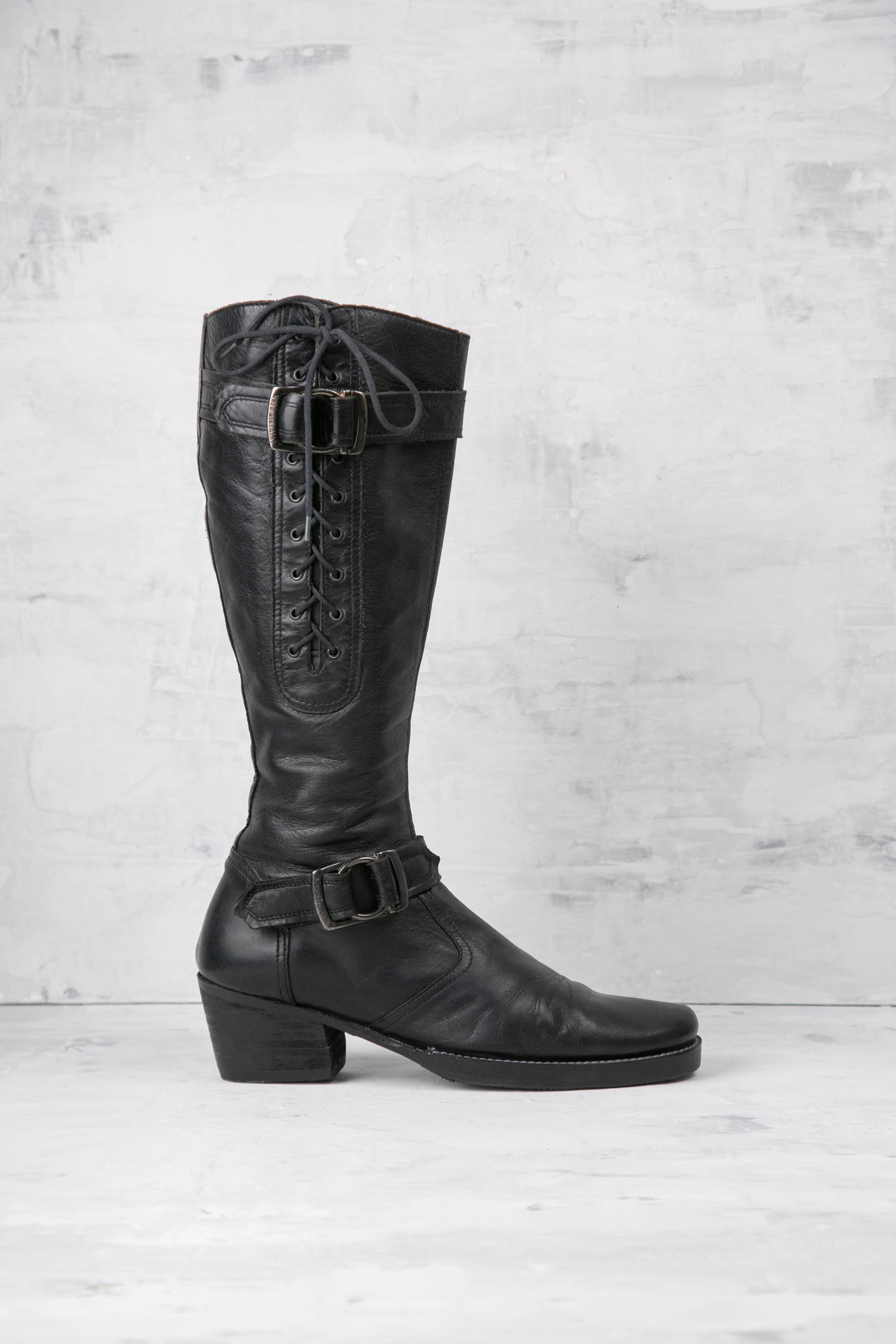 LACE-UP BUCKLED BOOTS