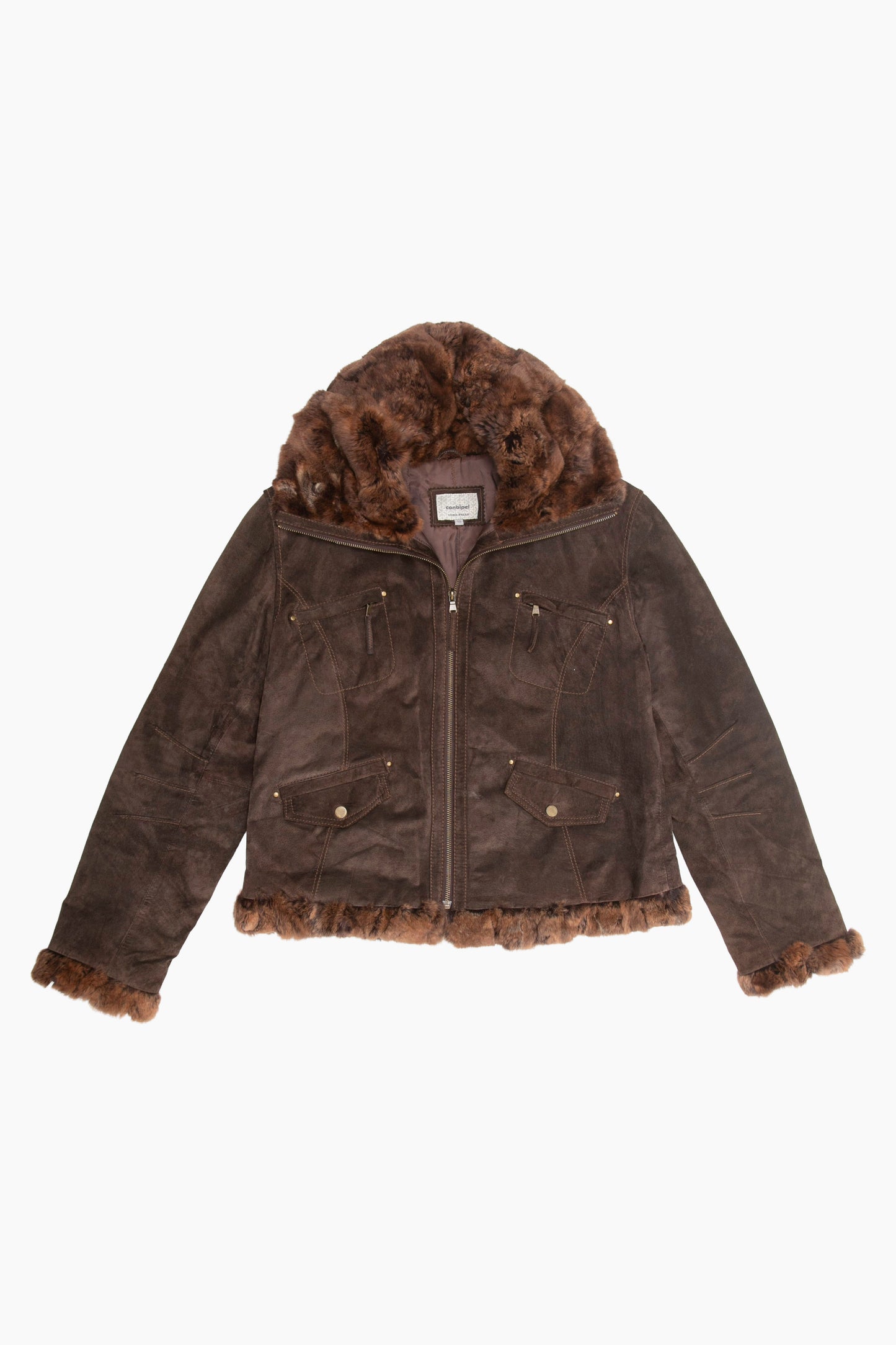 Brown Suede and Fur Jacket