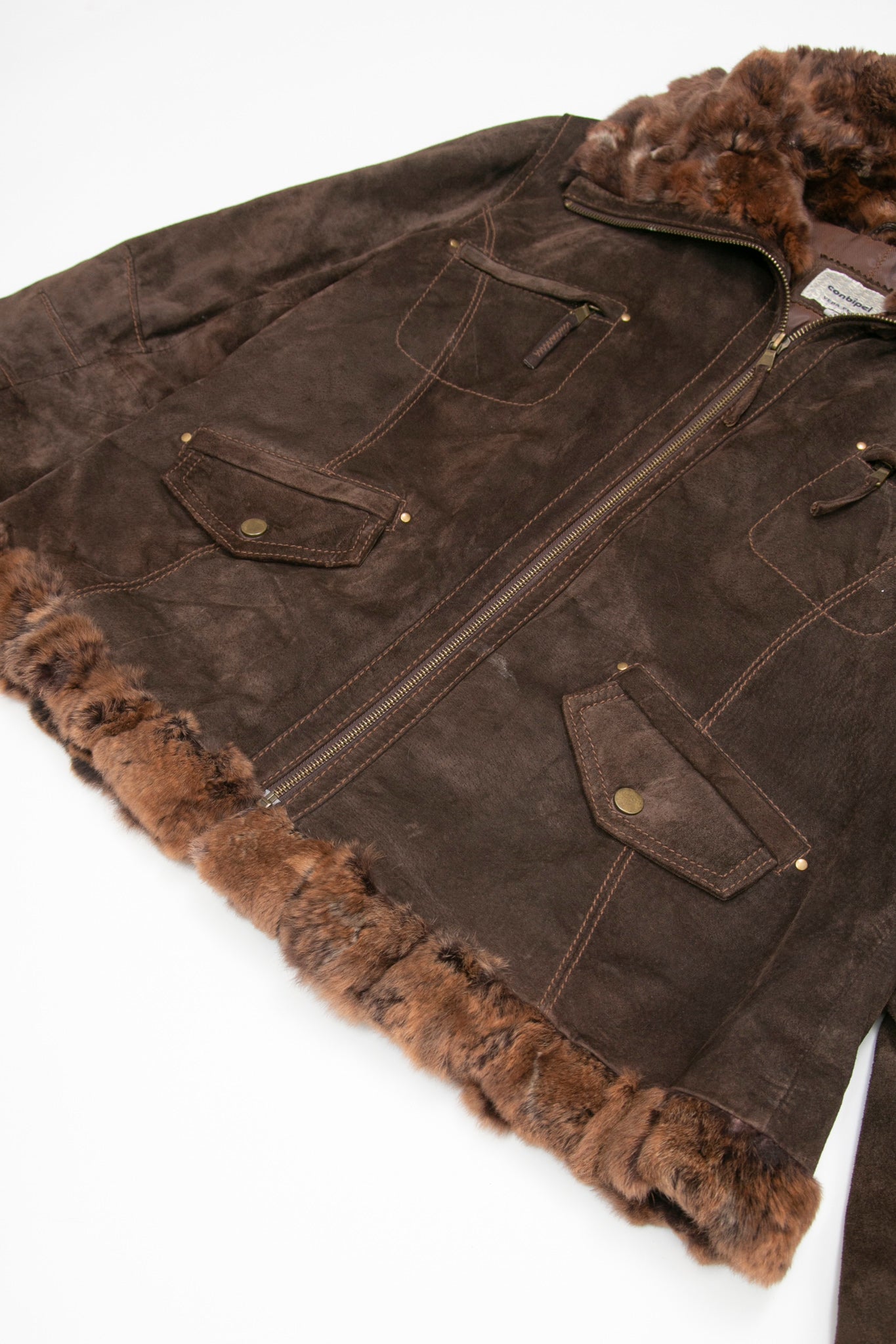 Brown Suede and Fur Jacket