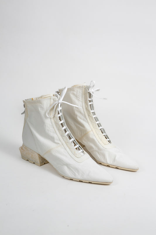 EMPORIO ARMANI White Ankle Boots