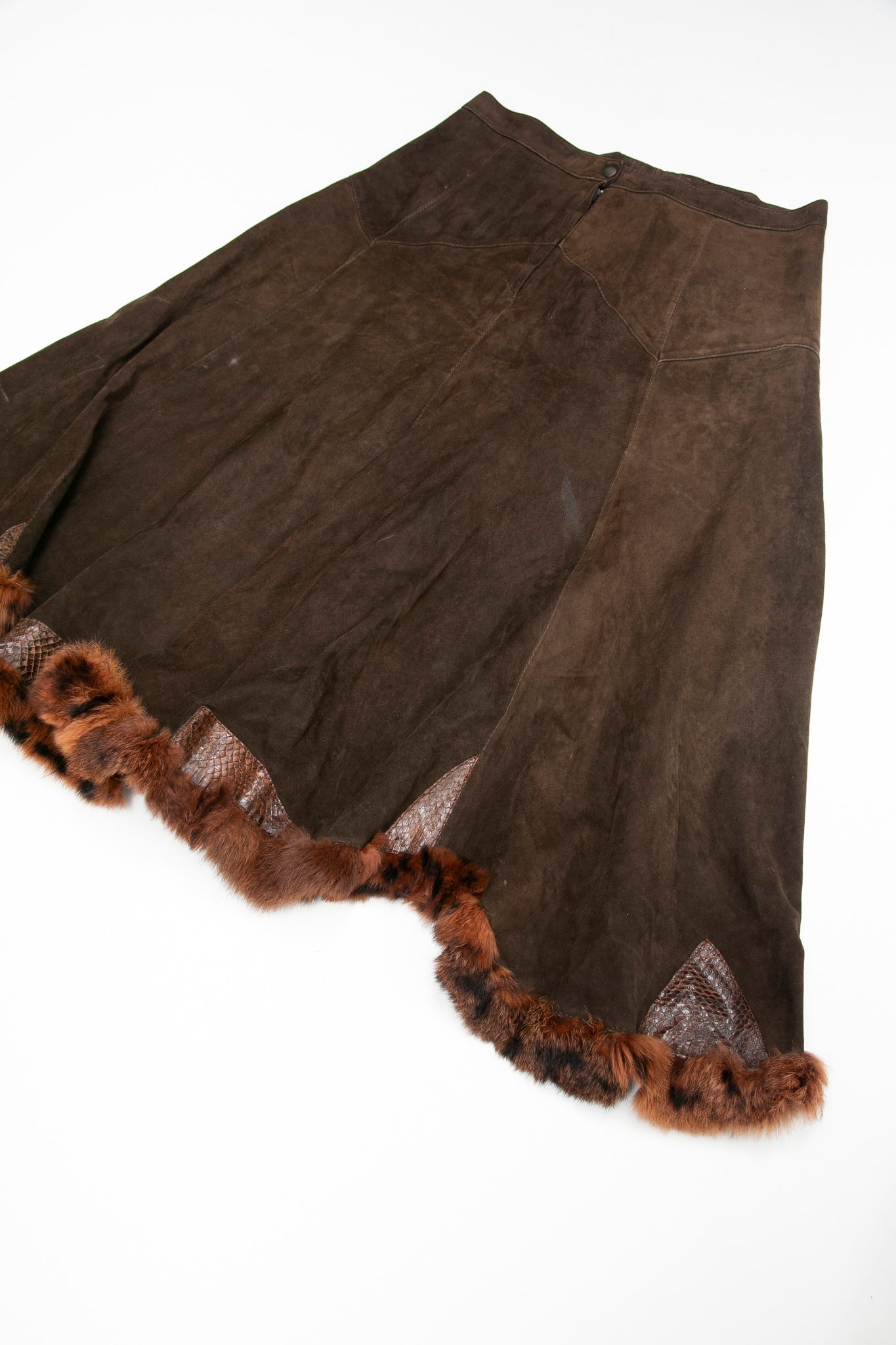 Leather\Fur Patchwork Skirt