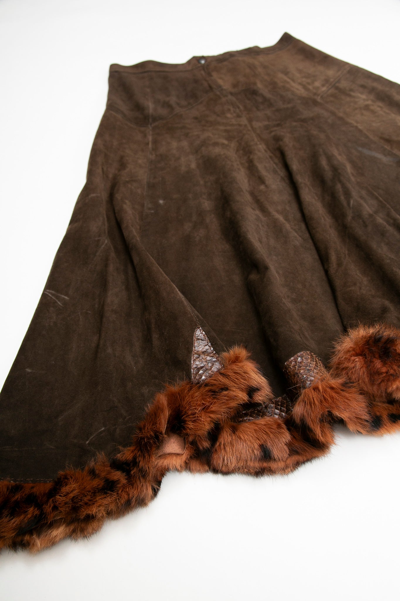 Leather\Fur Patchwork Skirt