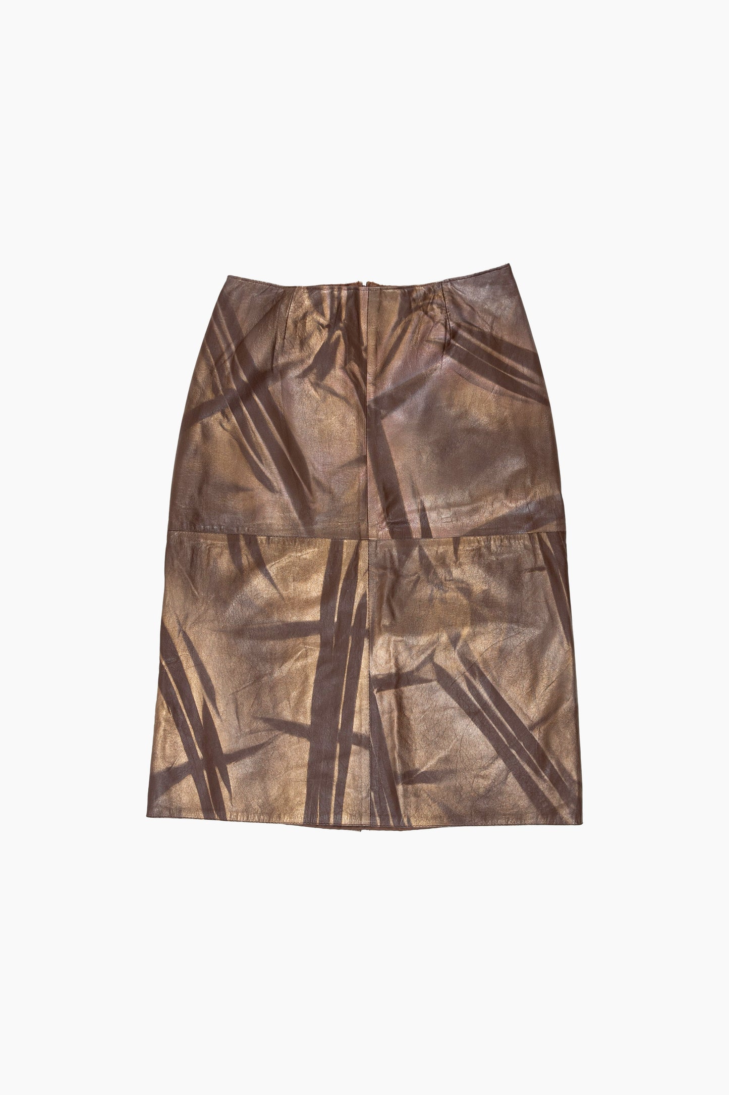 Gold & Brown Leather Skirt