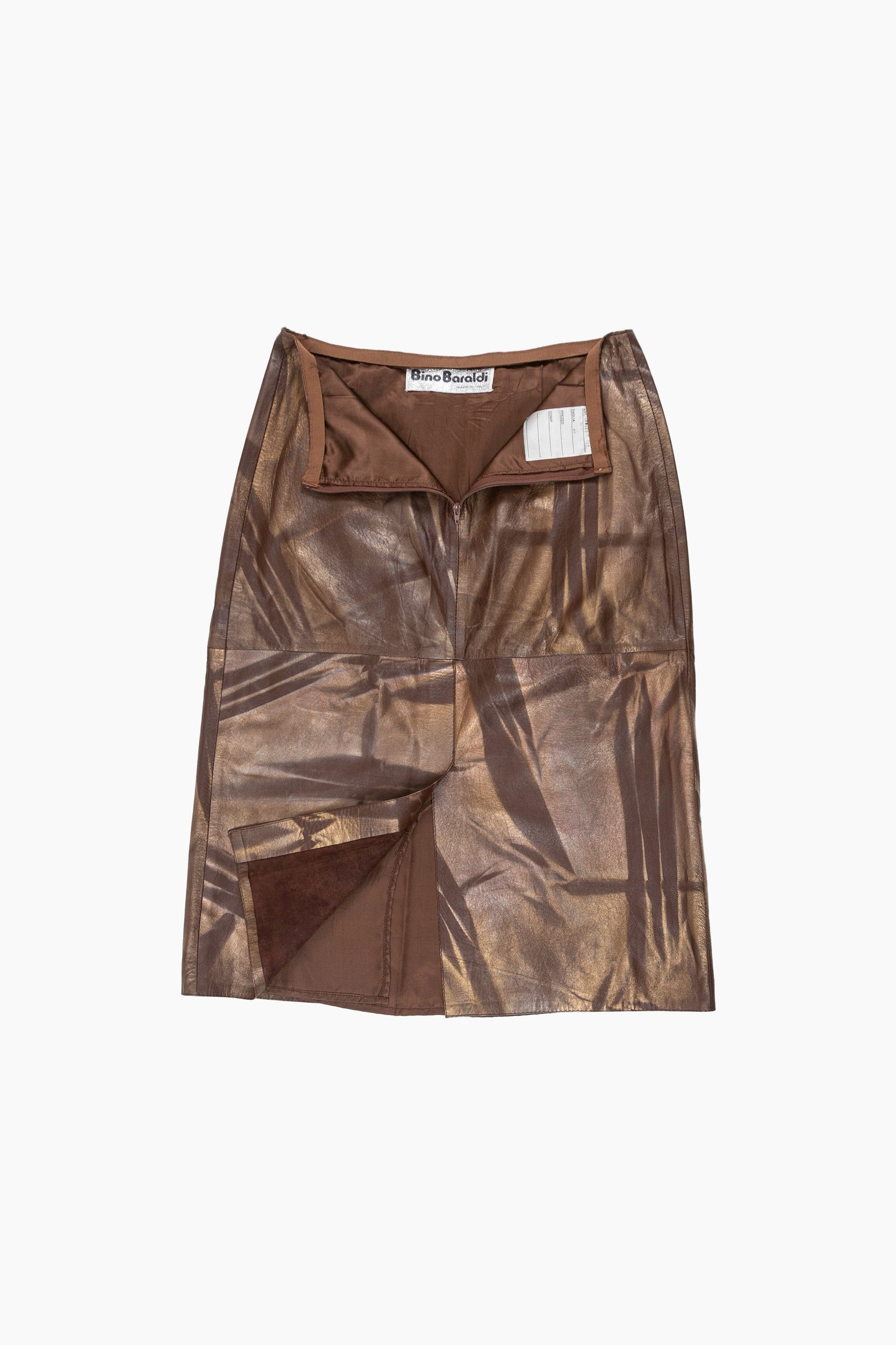 Gold & Brown Leather Skirt
