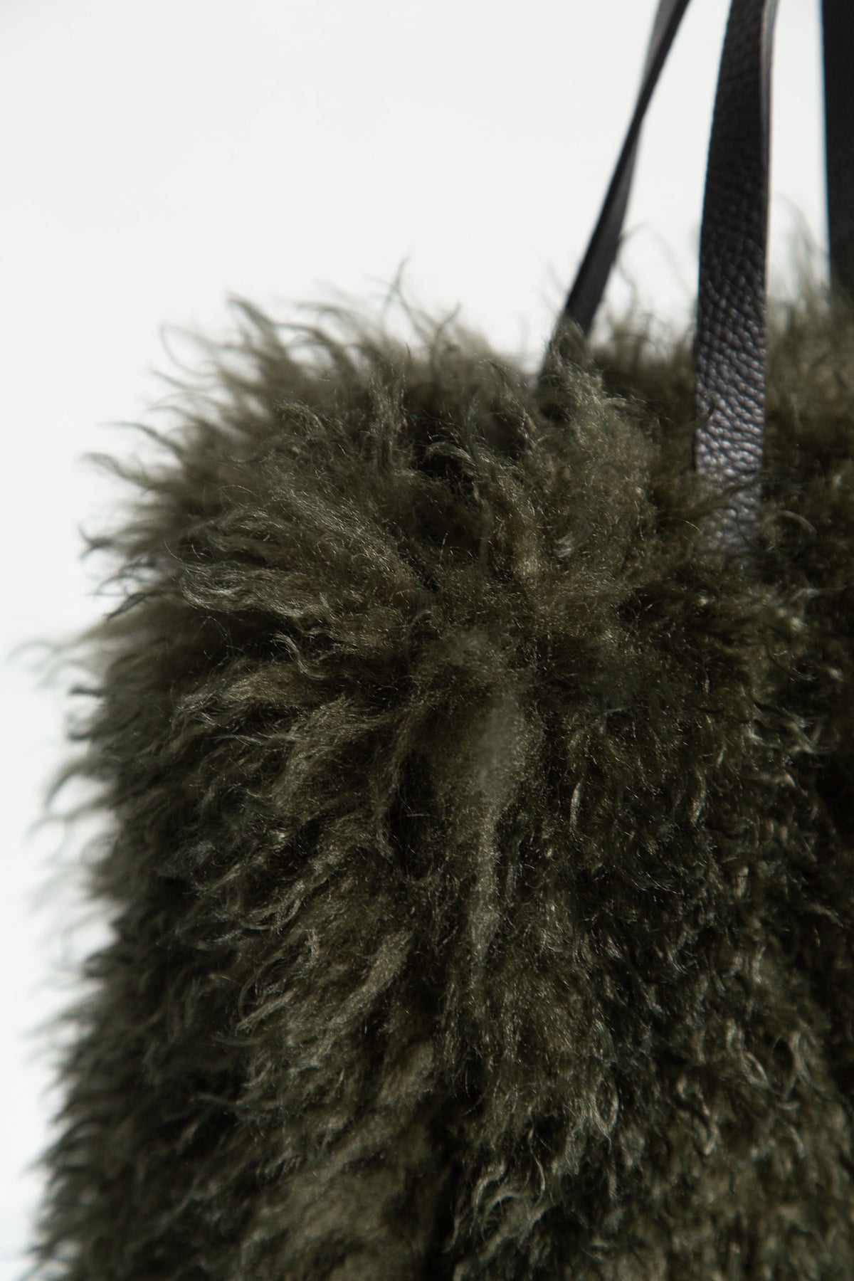 DARK GREEN FUR TOTE BAG