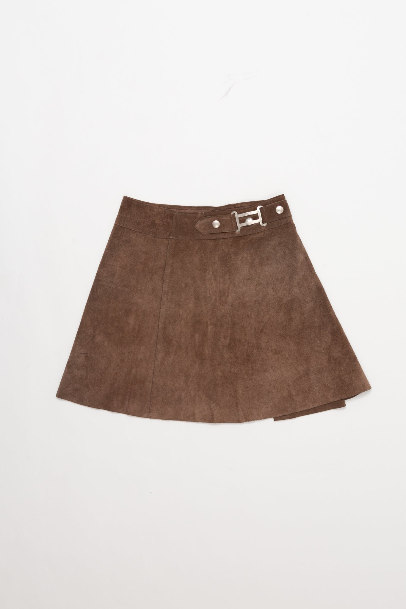 Washed Brown Suede Skirt