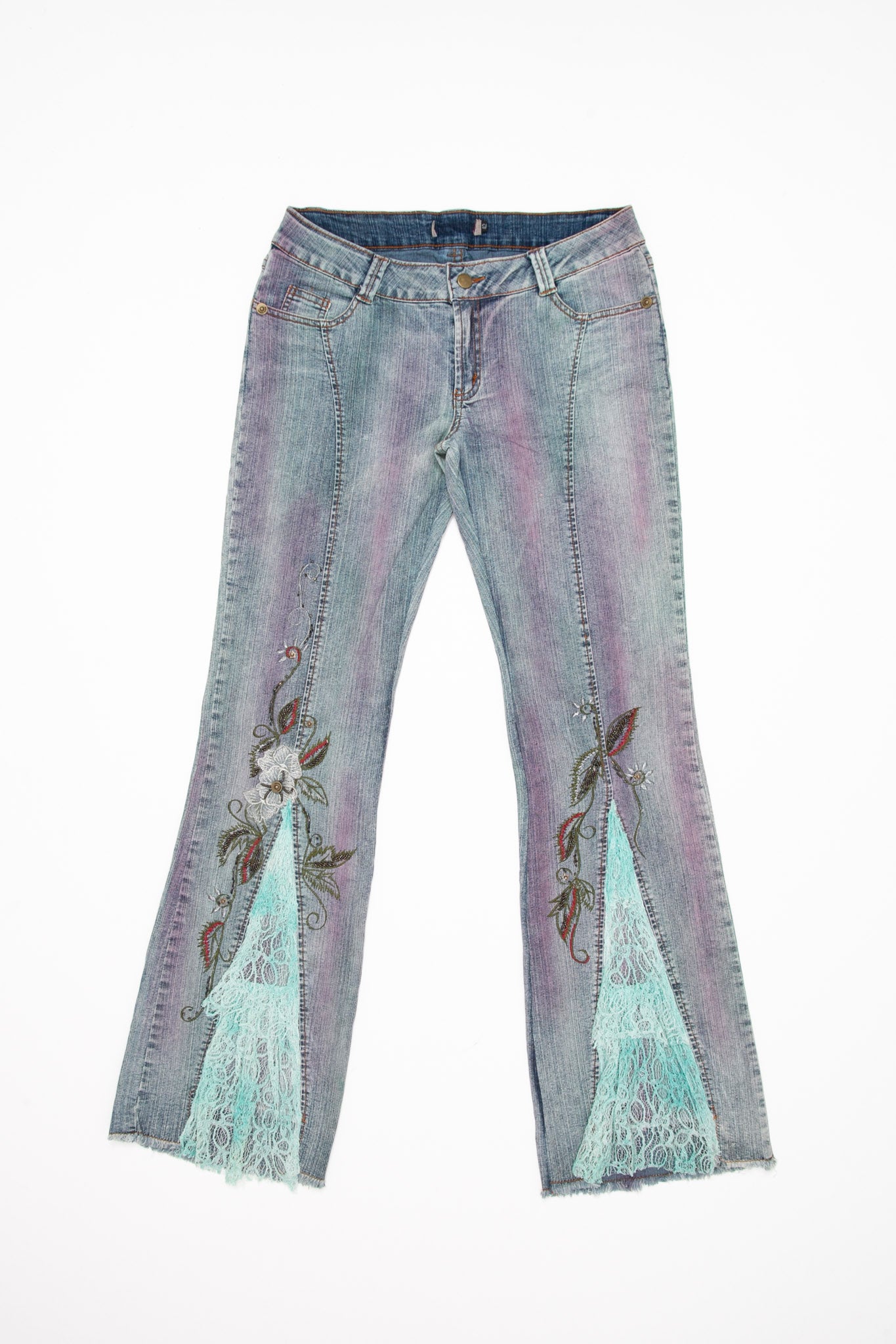 Lace Pink Flower Jeans