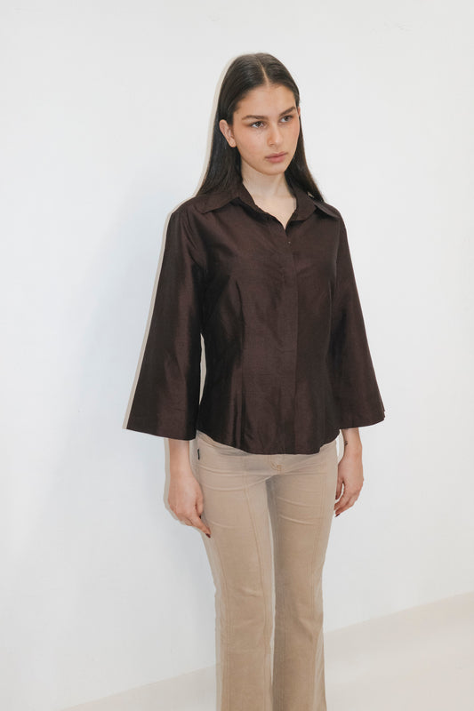 Max Mara Brown Silk Shirt