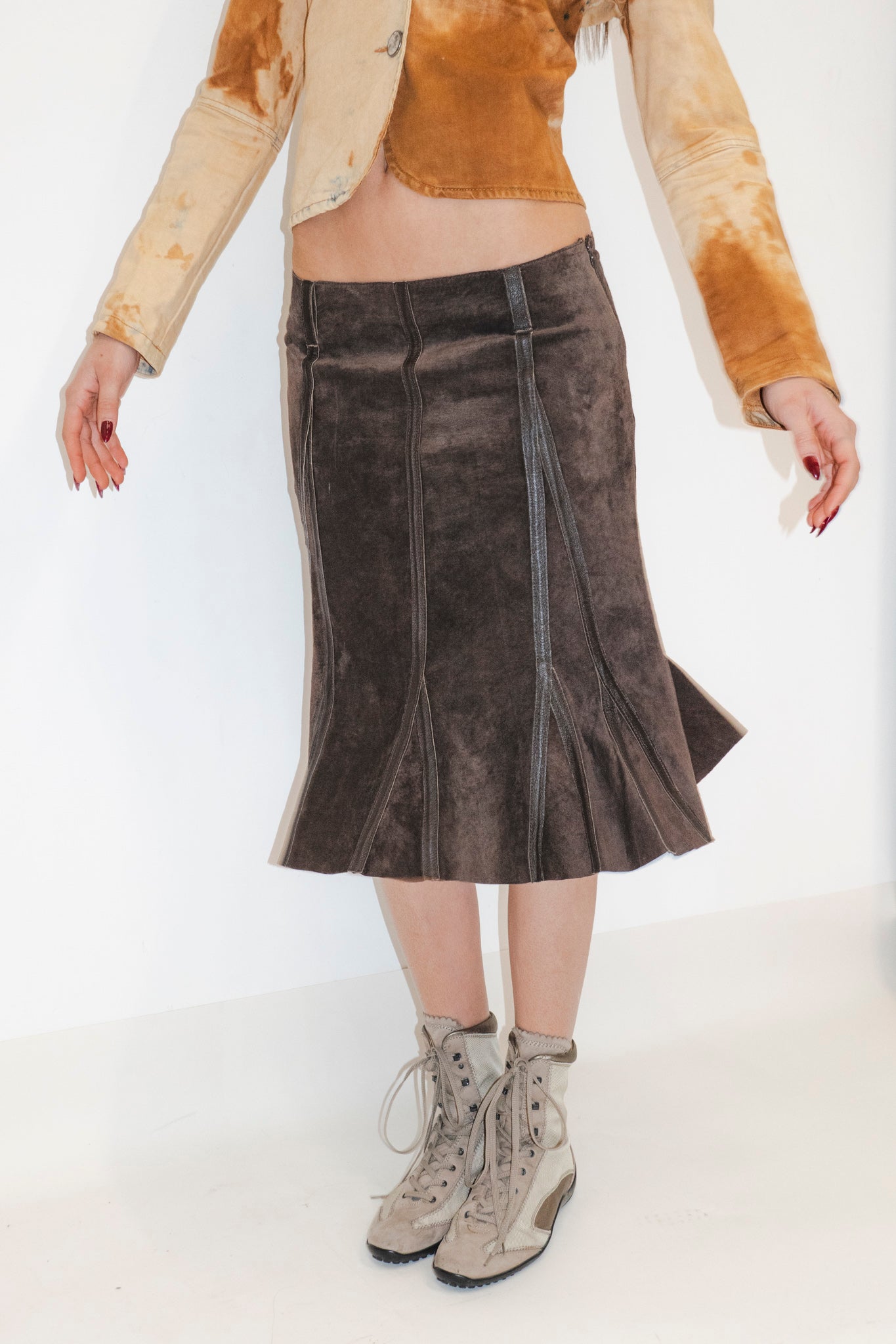 Italian Brown Leather Skirt