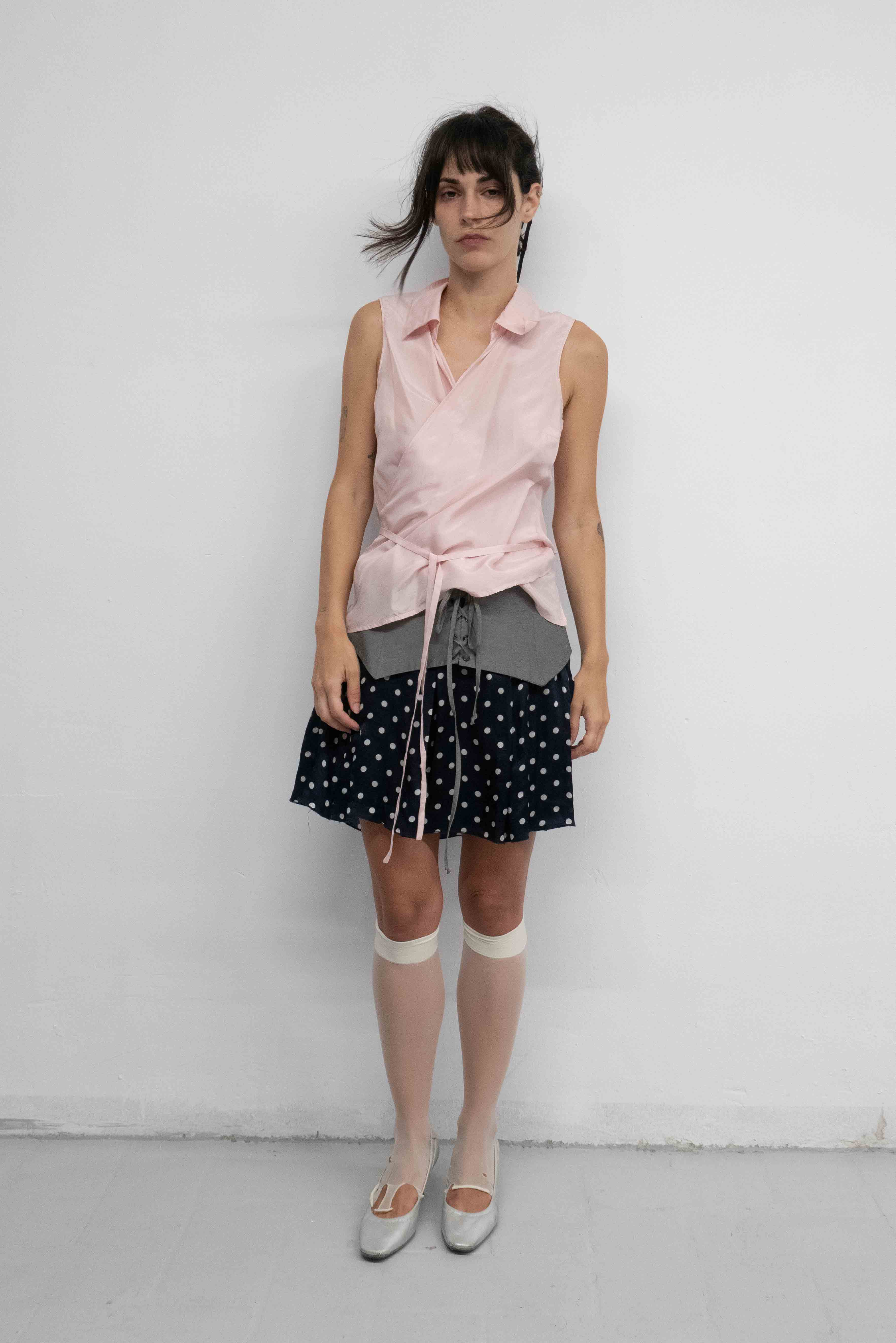 BABY PINK SHEER WRAP TOP