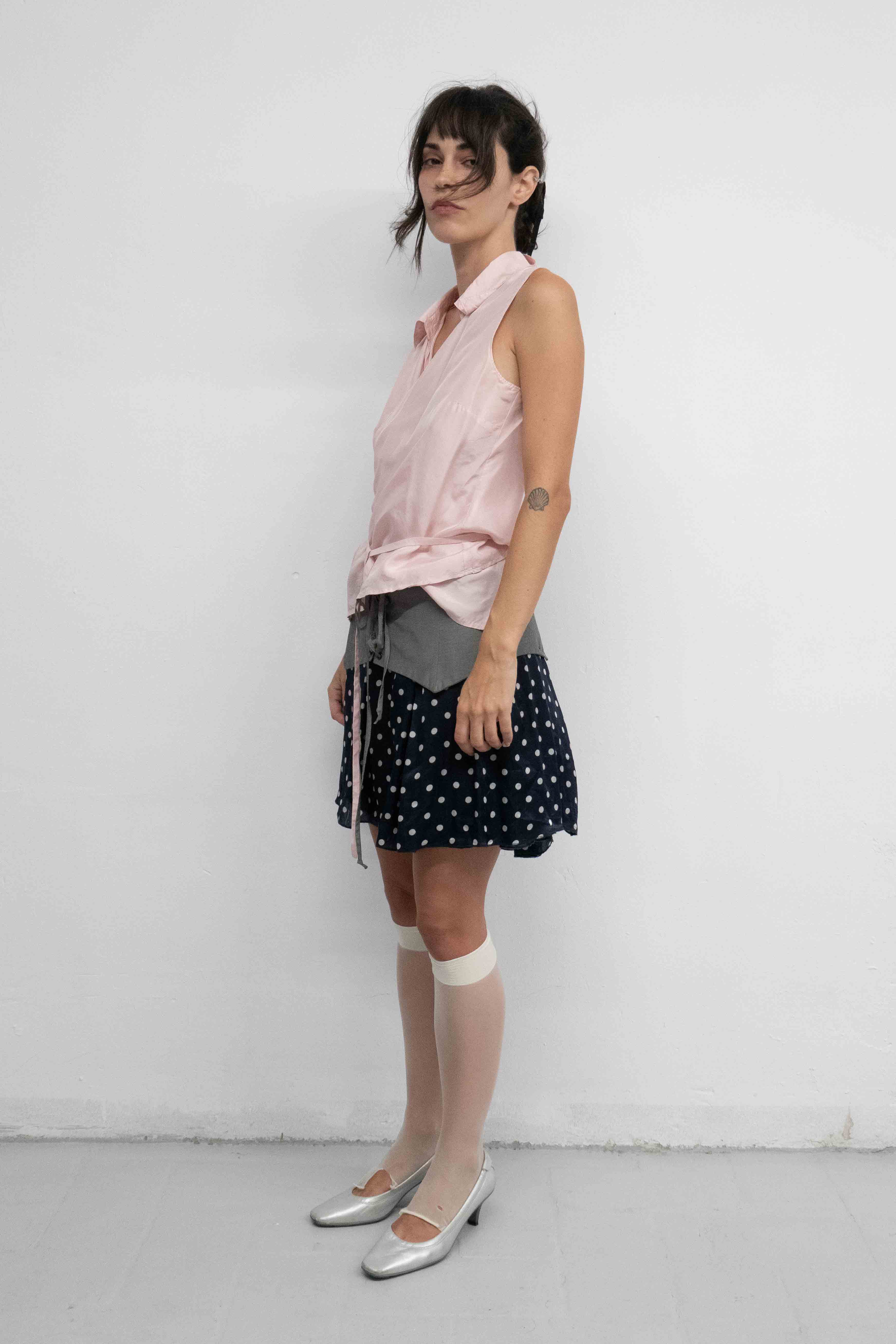 BABY PINK SHEER WRAP TOP