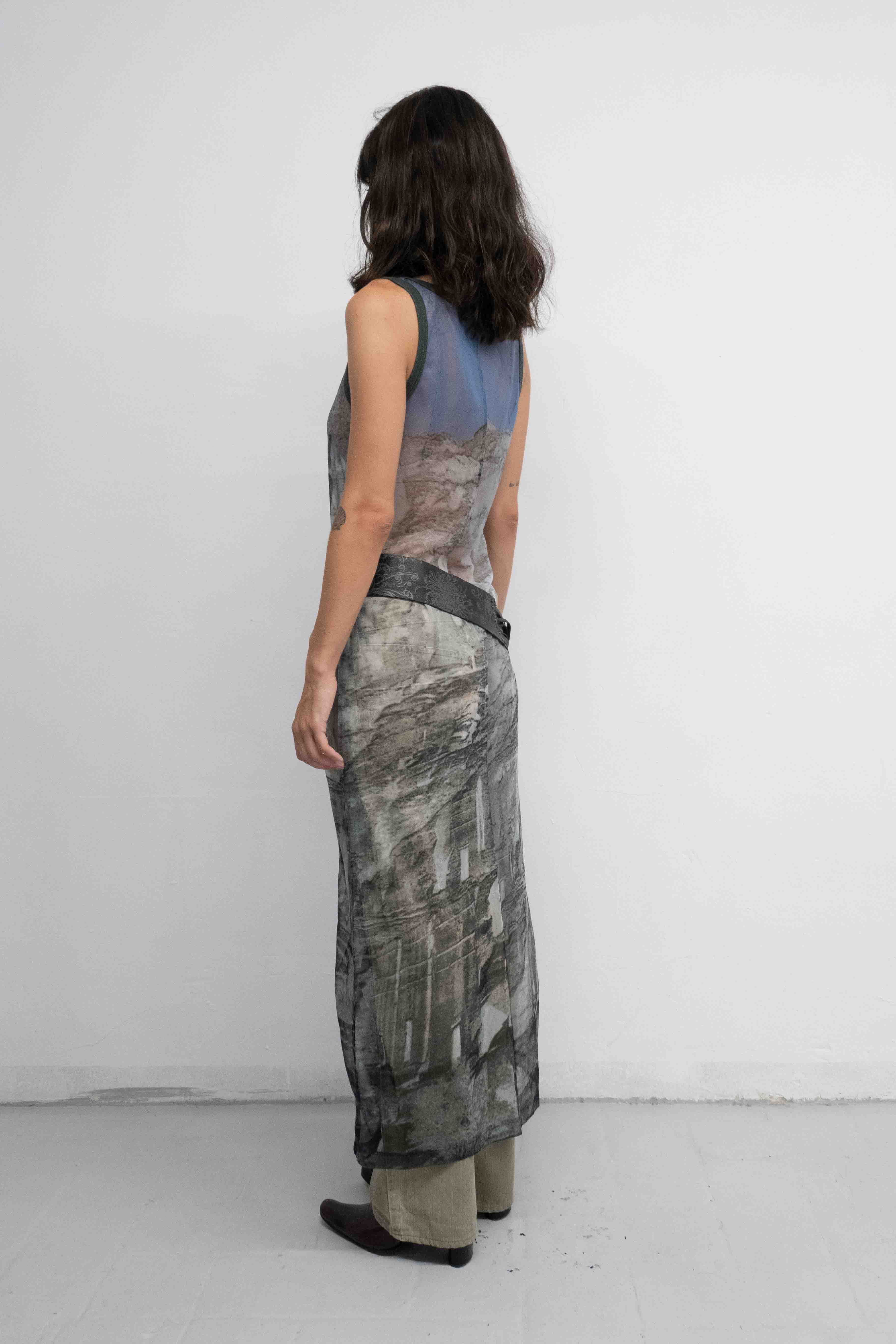 CITY PRINT MESH DRESS