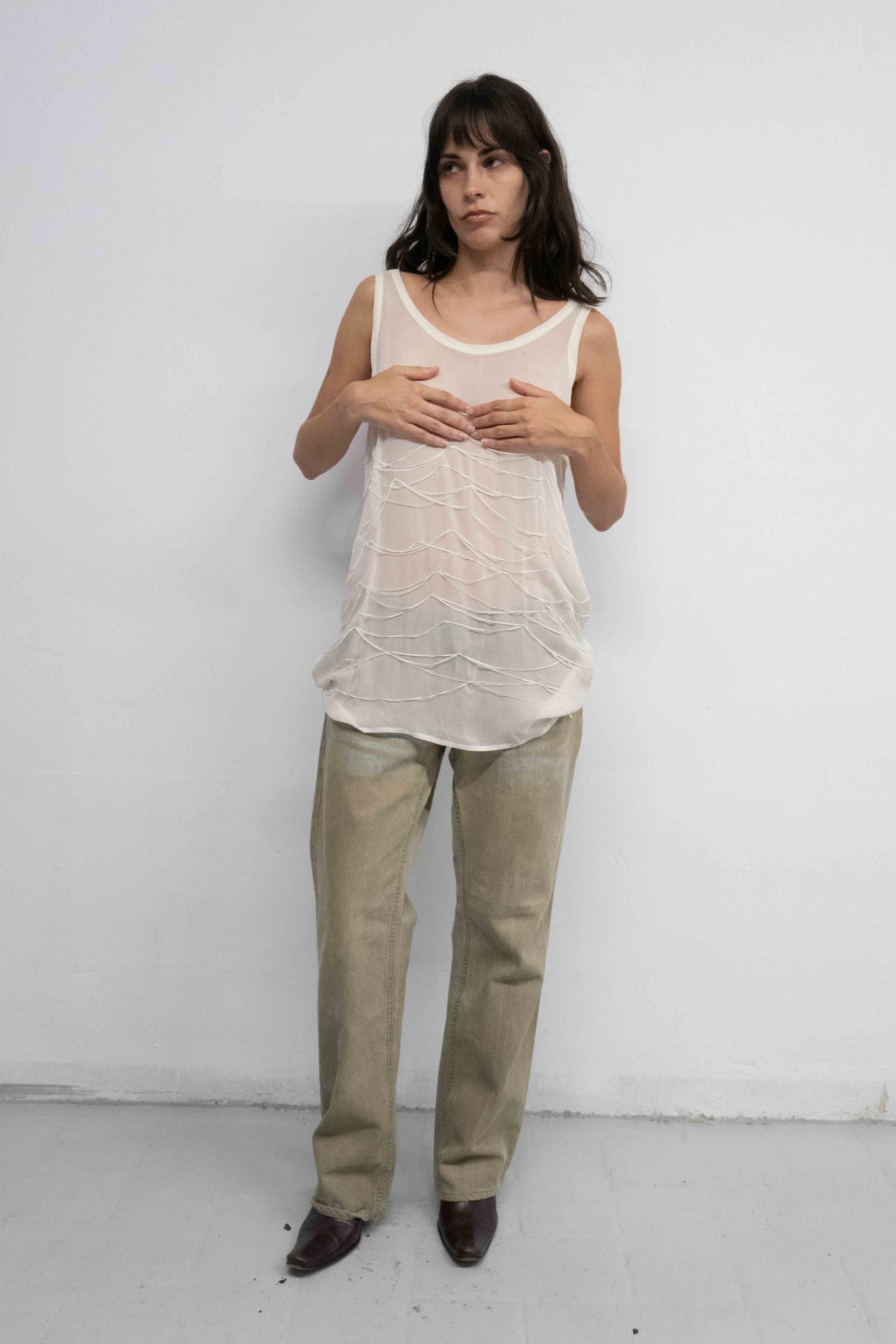 SHEER NET SILK TOP