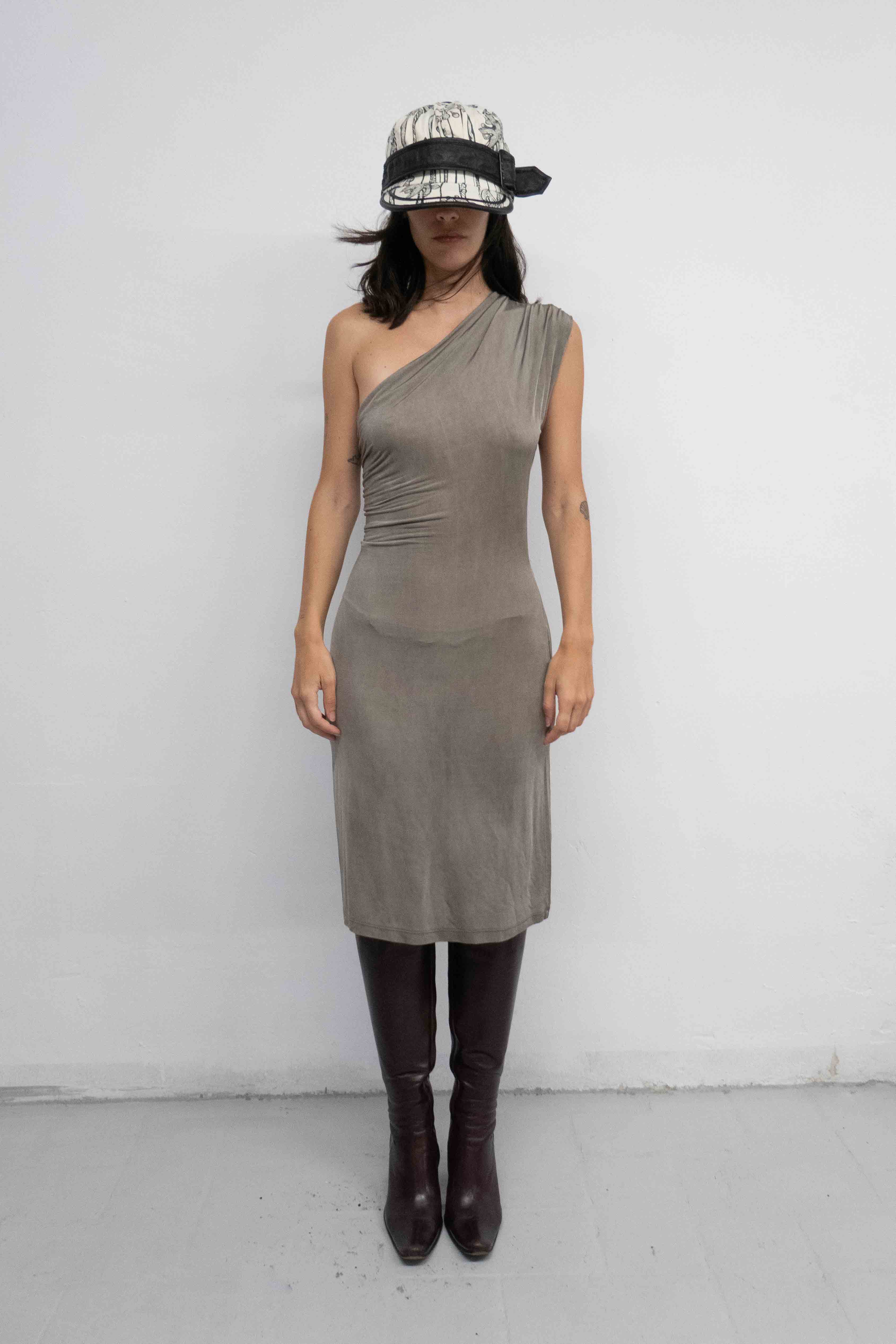 RUCHED ASYMMETRIC DRESS