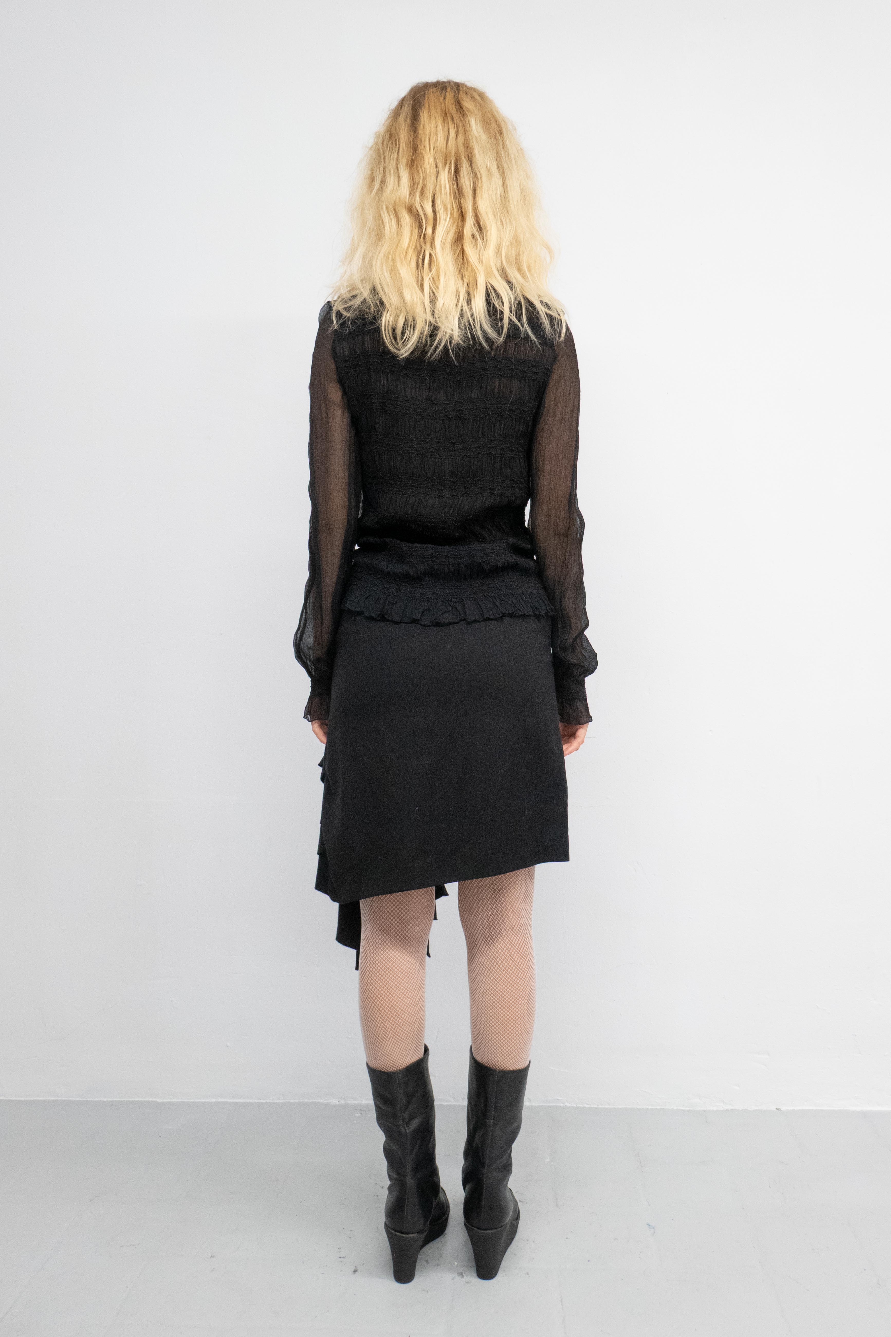 WOOL ASYMMETRIC ZIPPED SKIRT