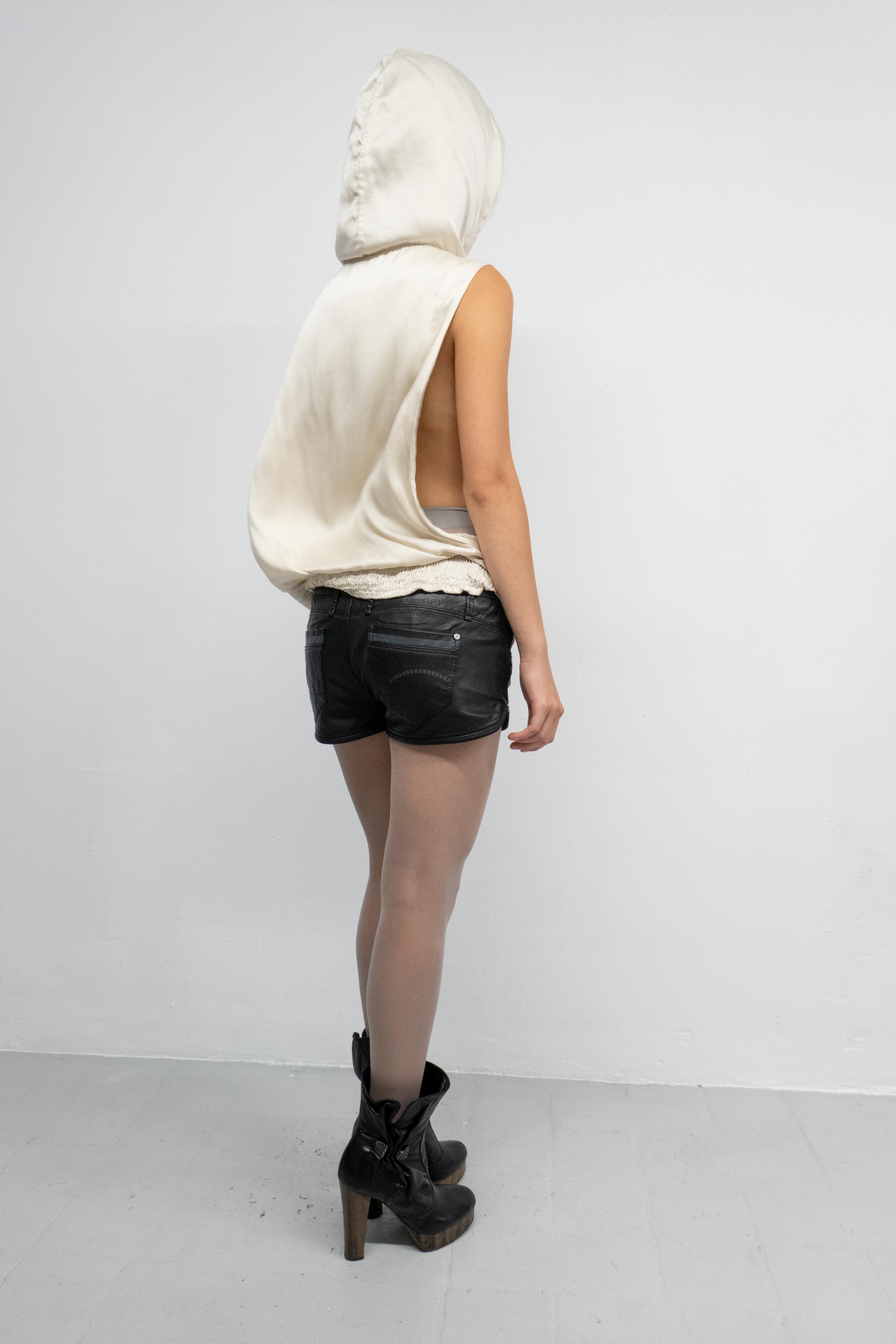HOODED SILK LONG TOP