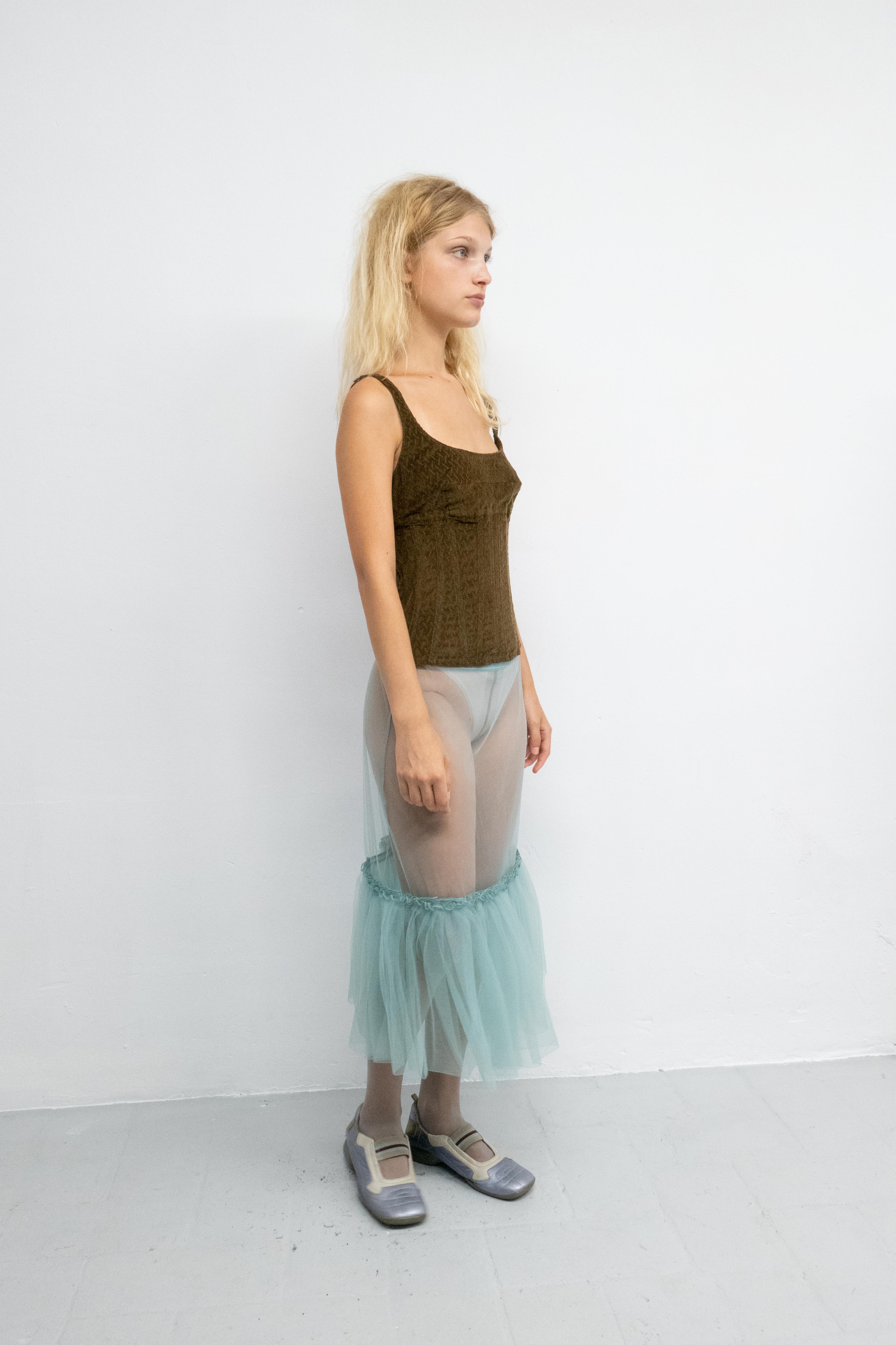 BLUE MESH TULLE SKIRT