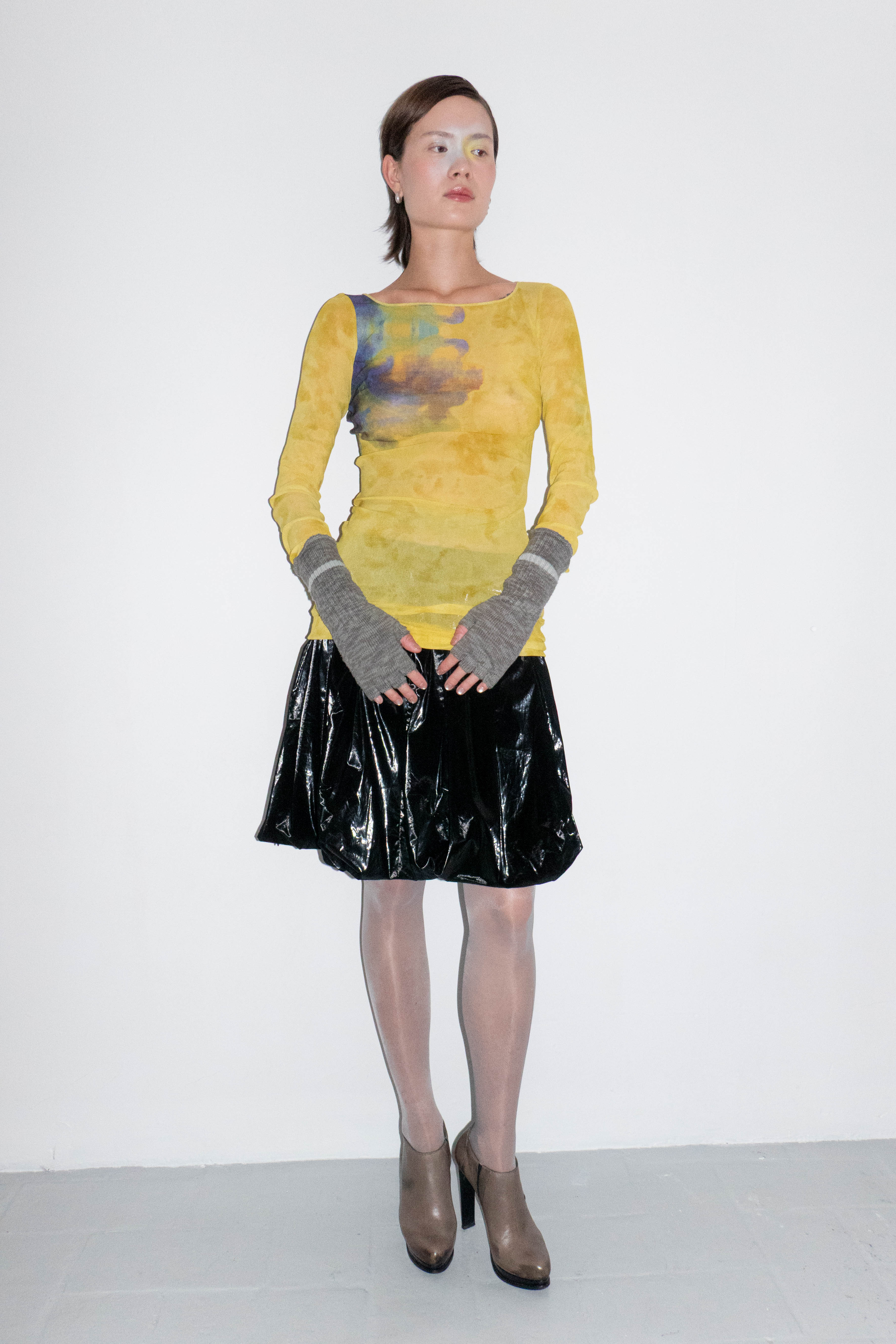 YELLOW NEON PRINTED DRESS