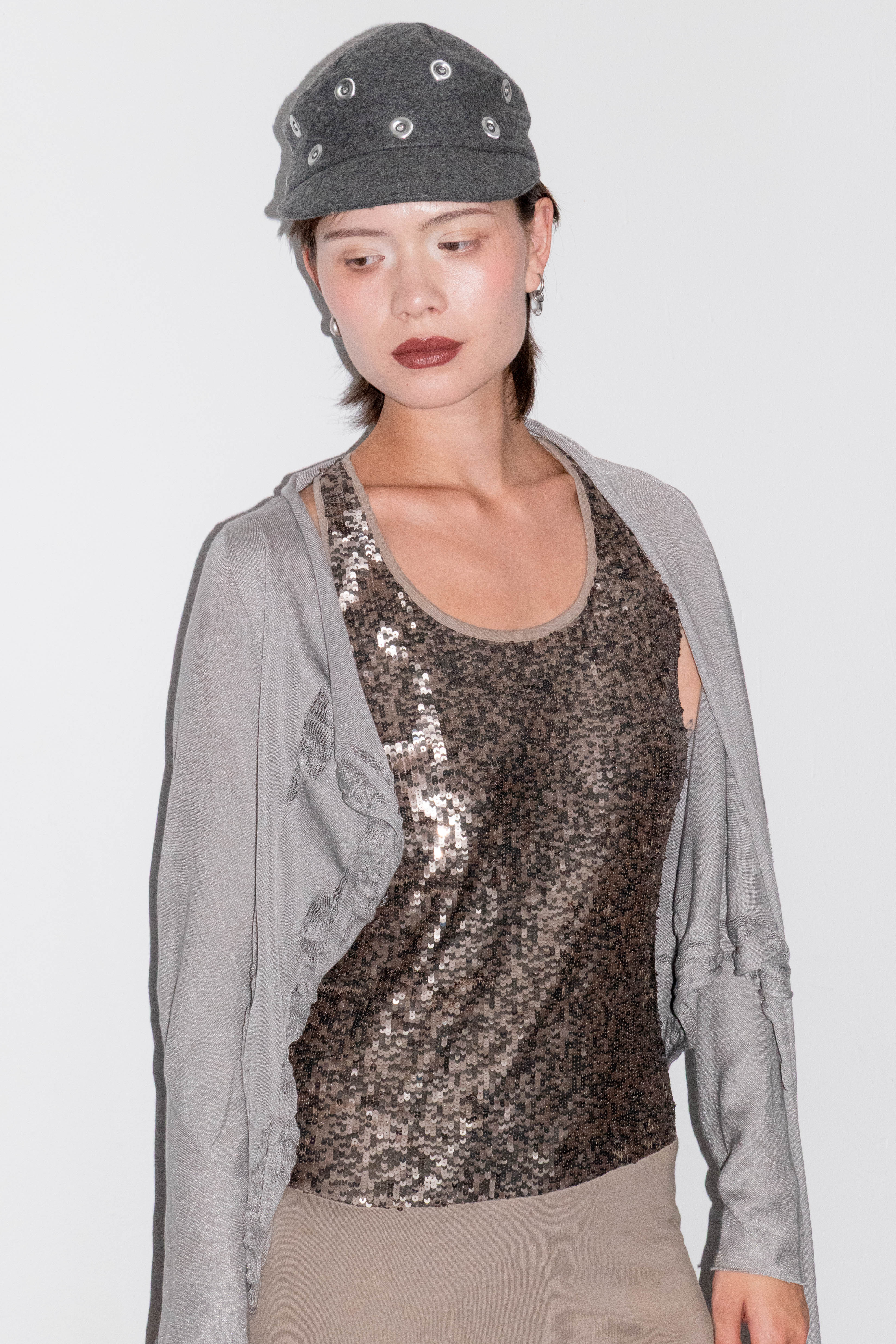 BRONZE SEQUINED MINI DRESS