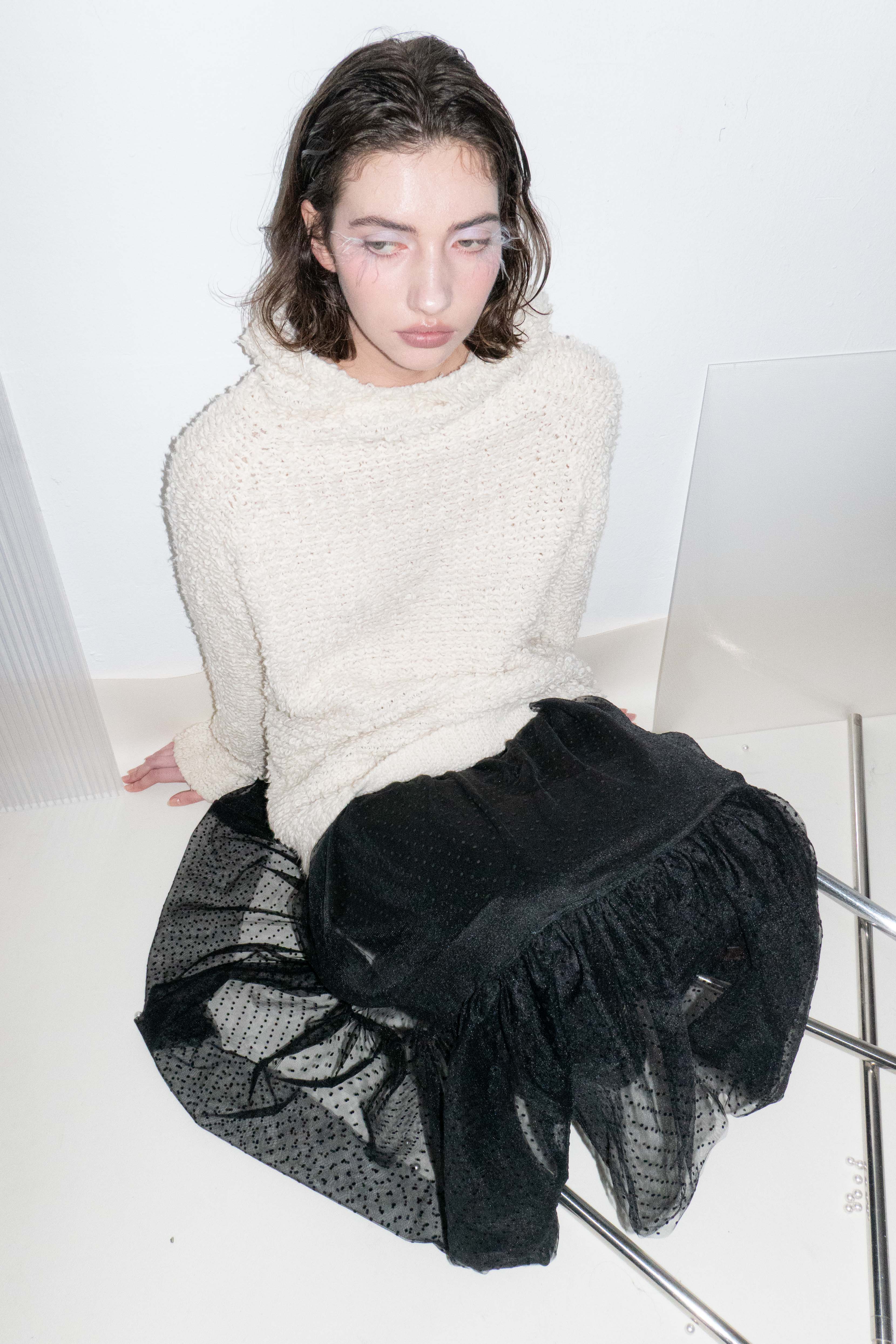 WOOL FUZZY HOODED SWEATER