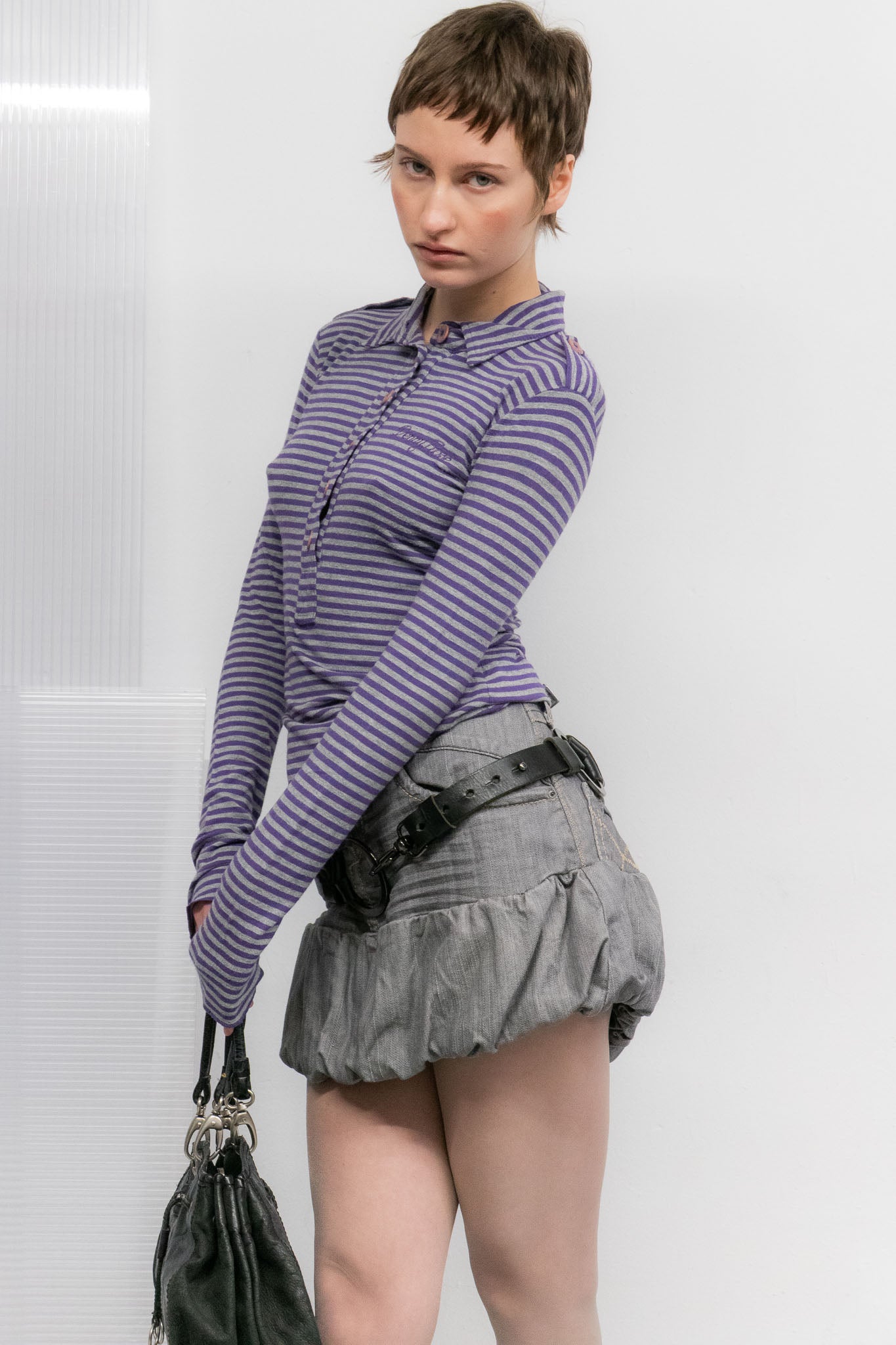 PURPLE STRIPED POLO SHIRT