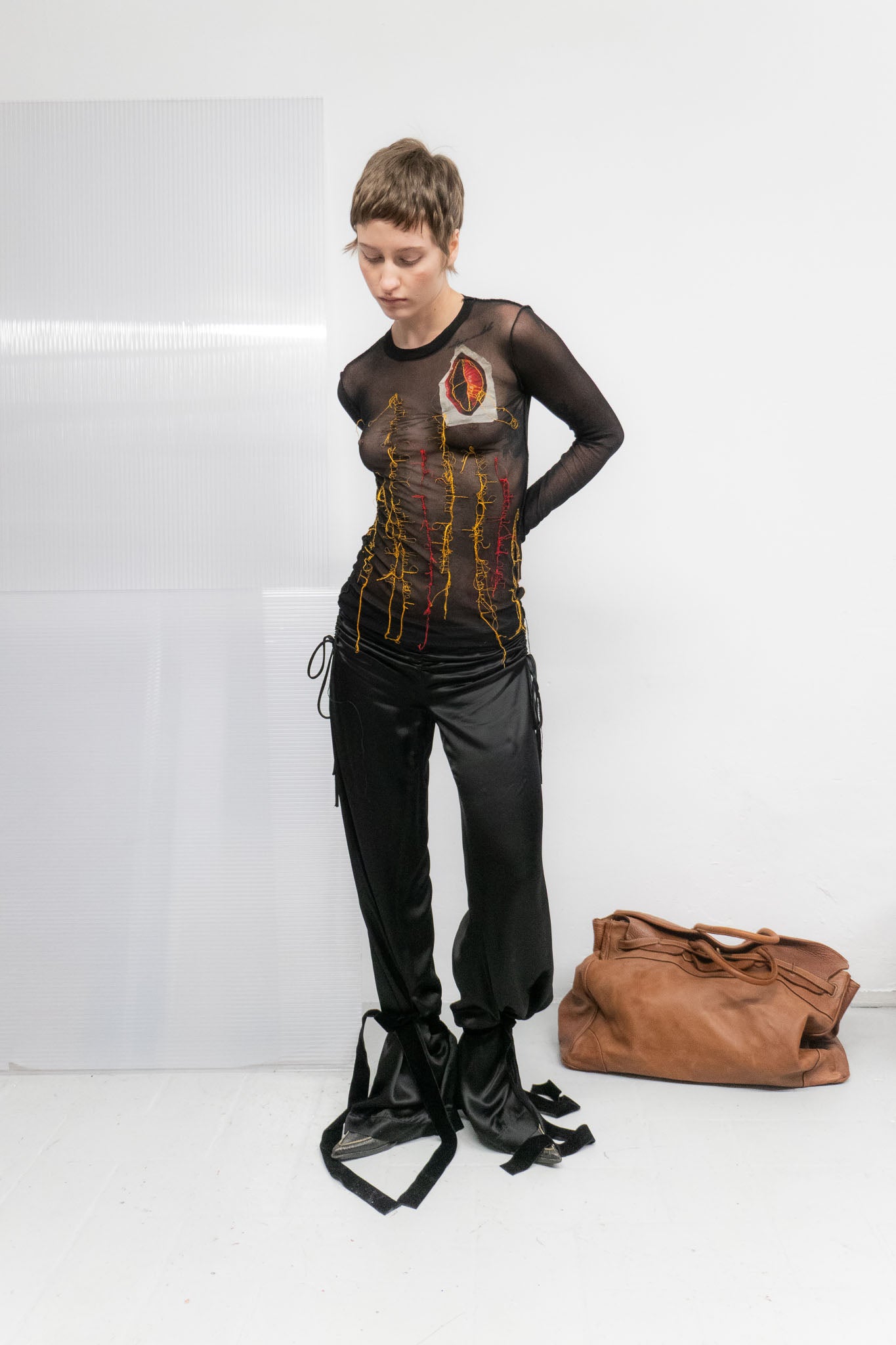 JEAN PAUL GUALTIER SS2002 LIP MESH TOP