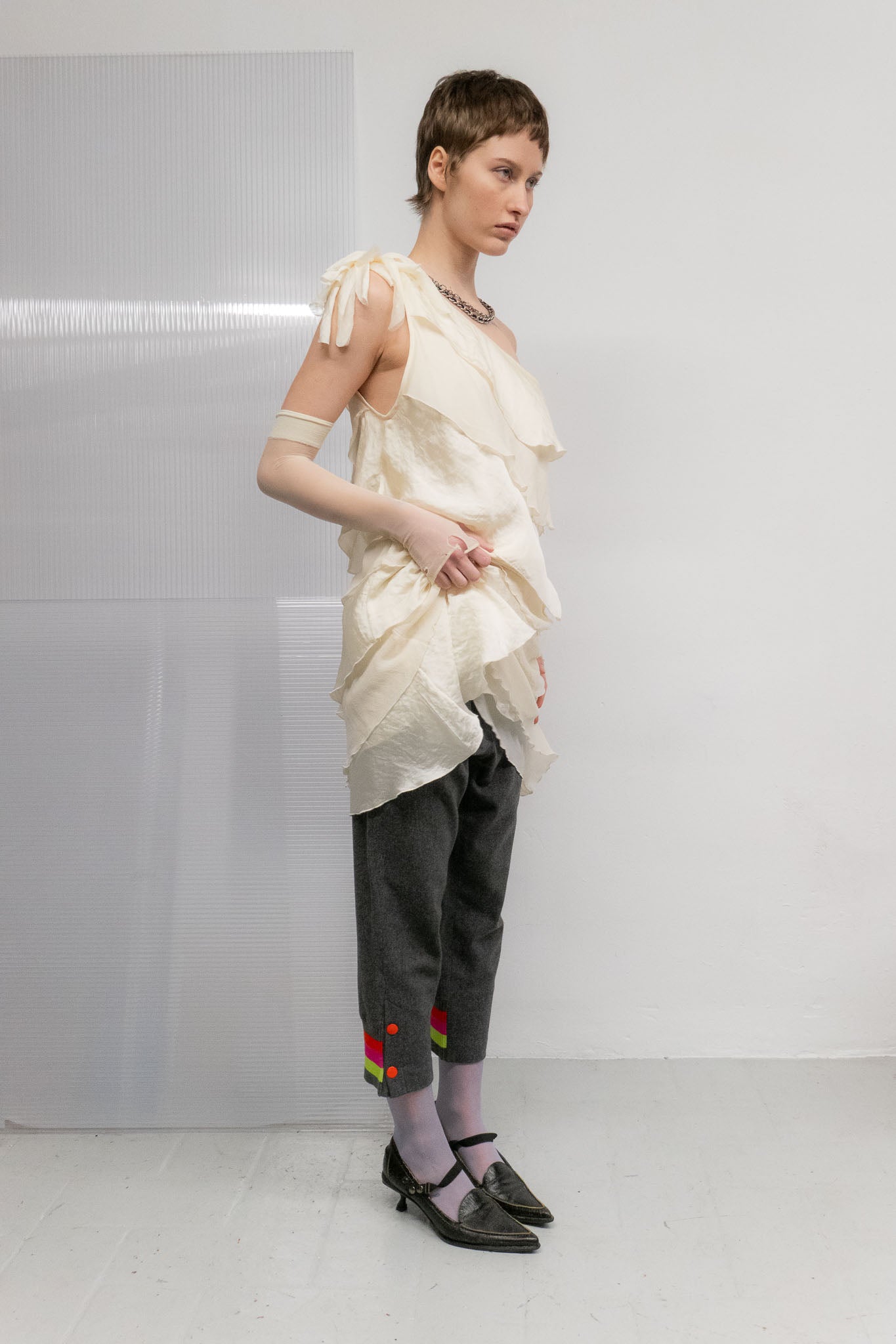 ICEBERG GREY WOOL STRIPED CAPRIS