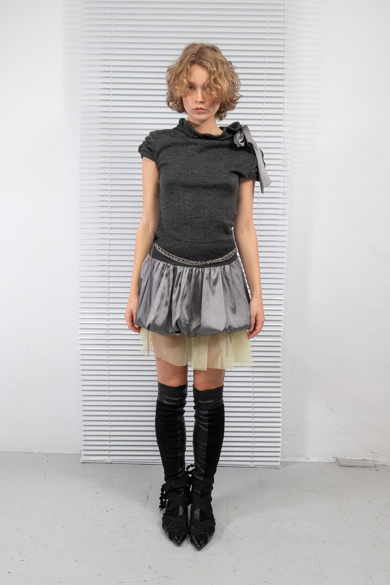 KNIT SHEEN BUBBLE DRESS
