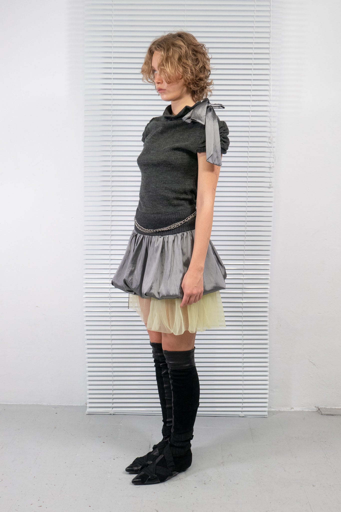 KNIT SHEEN BUBBLE DRESS
