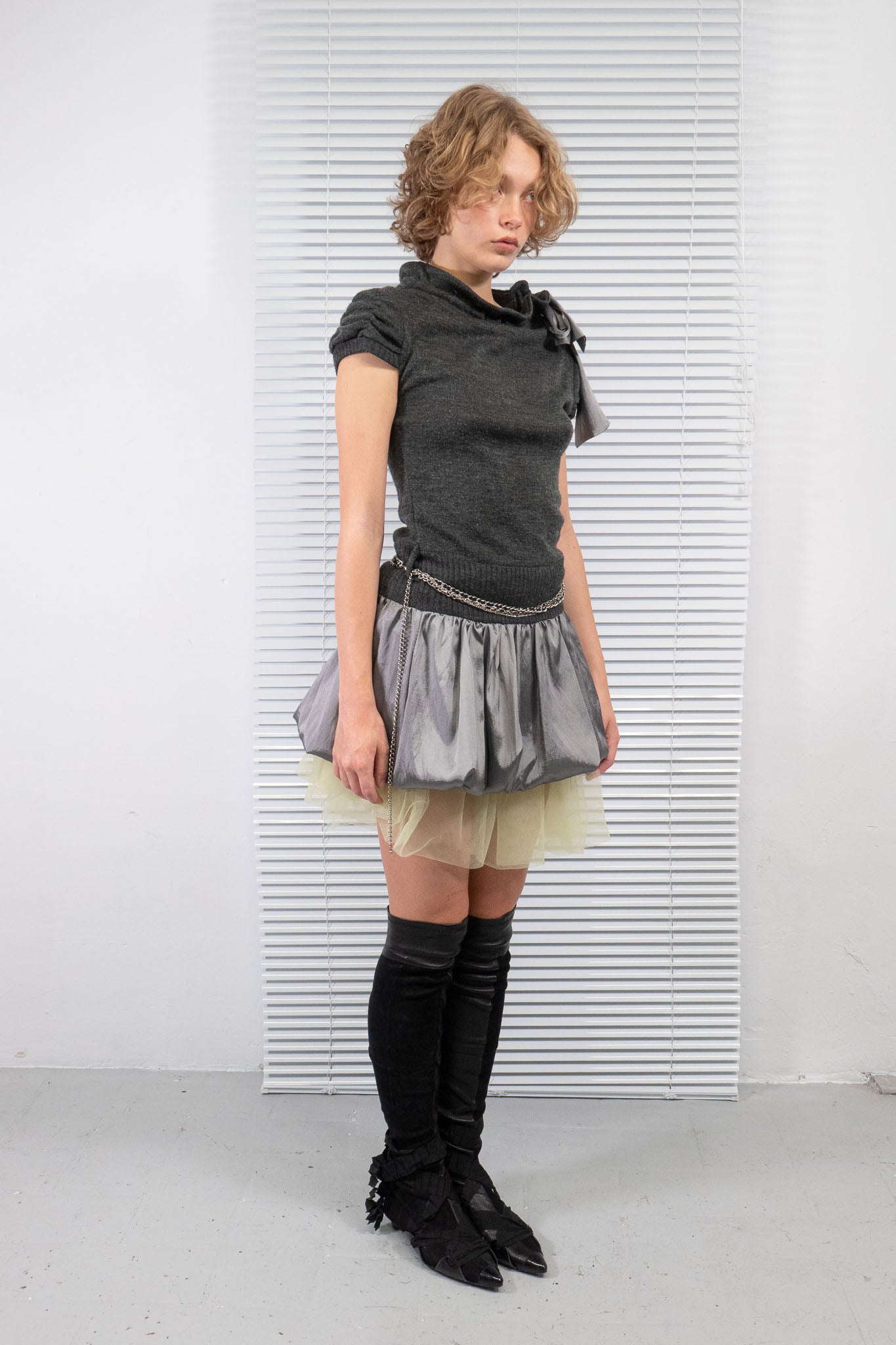 KNIT SHEEN BUBBLE DRESS