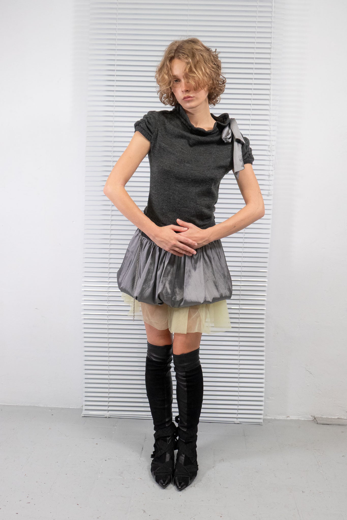 KNIT SHEEN BUBBLE DRESS