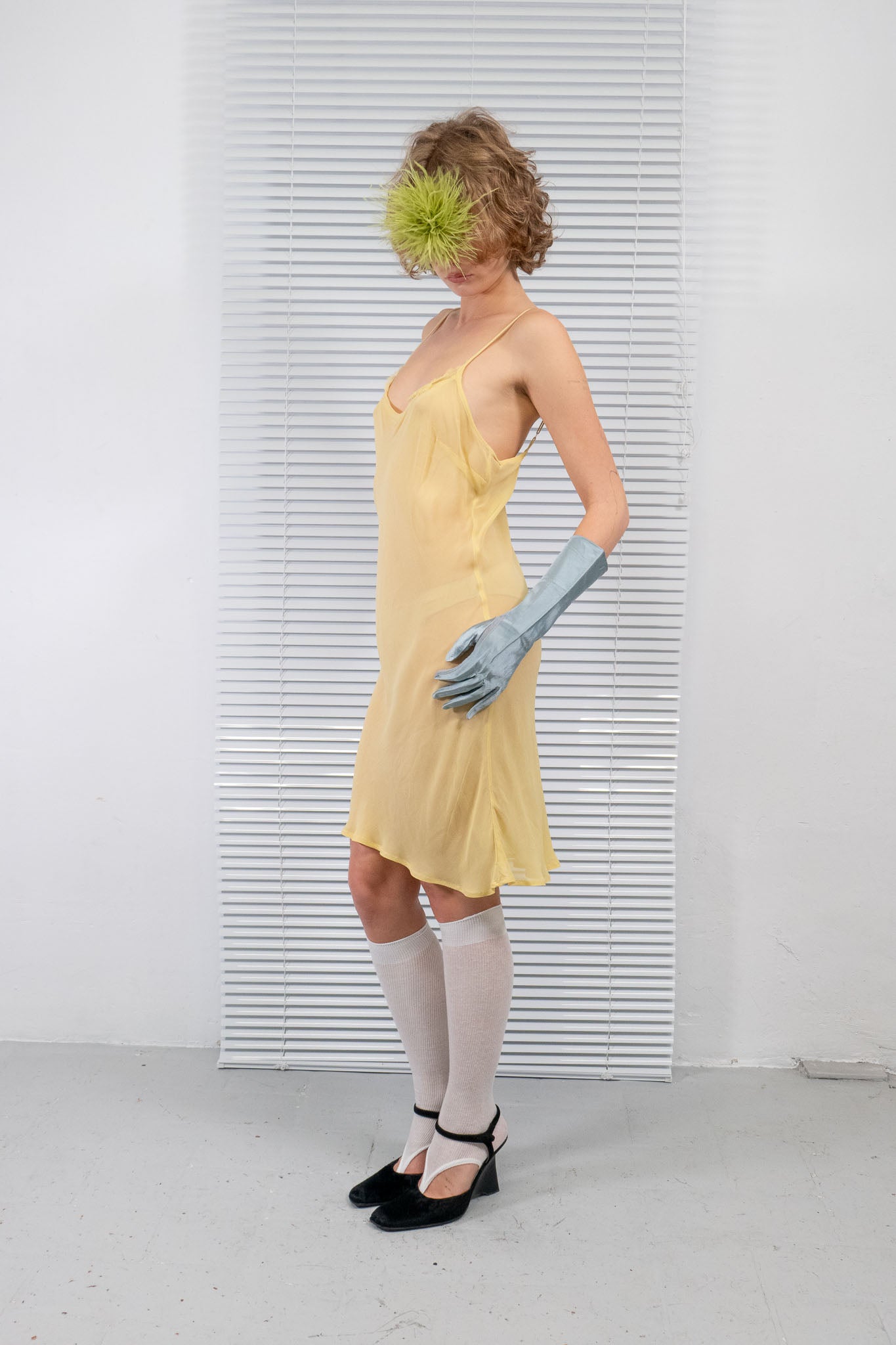 SLIP VISCOSE SEE-THROUGH DRESS