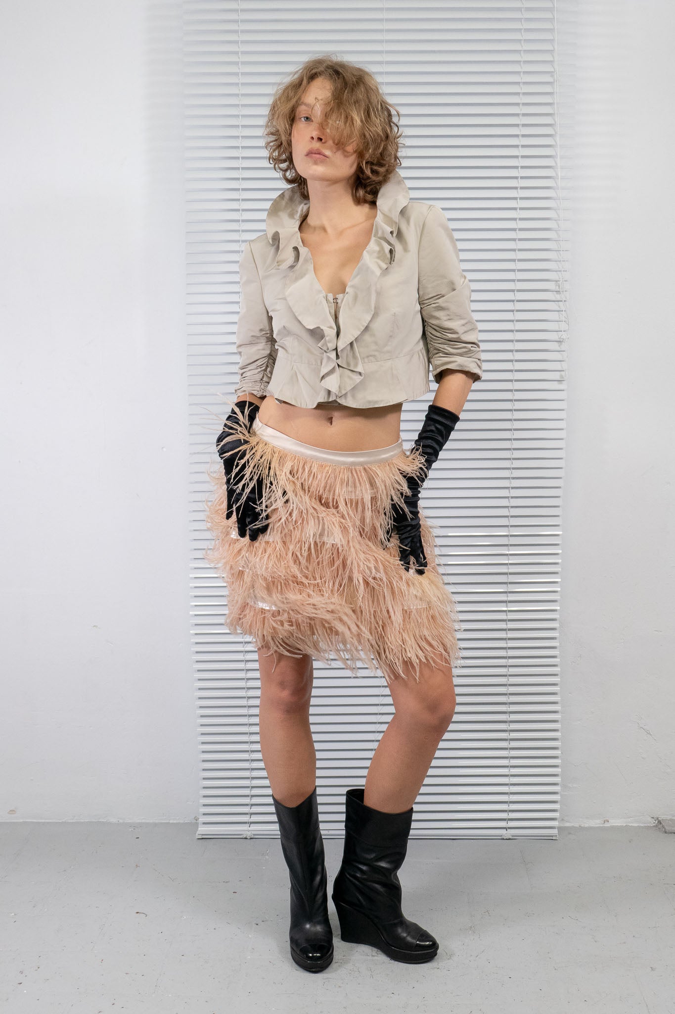 PINK FEATHERS MINI SKIRT