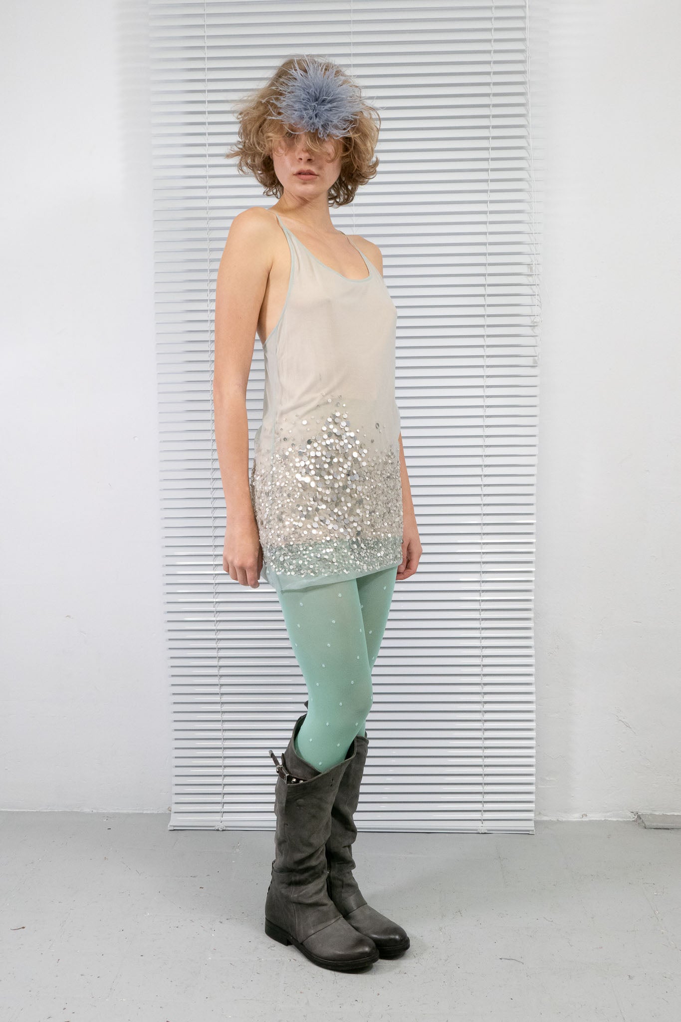 SEQUINED MESH LAYERED TOP