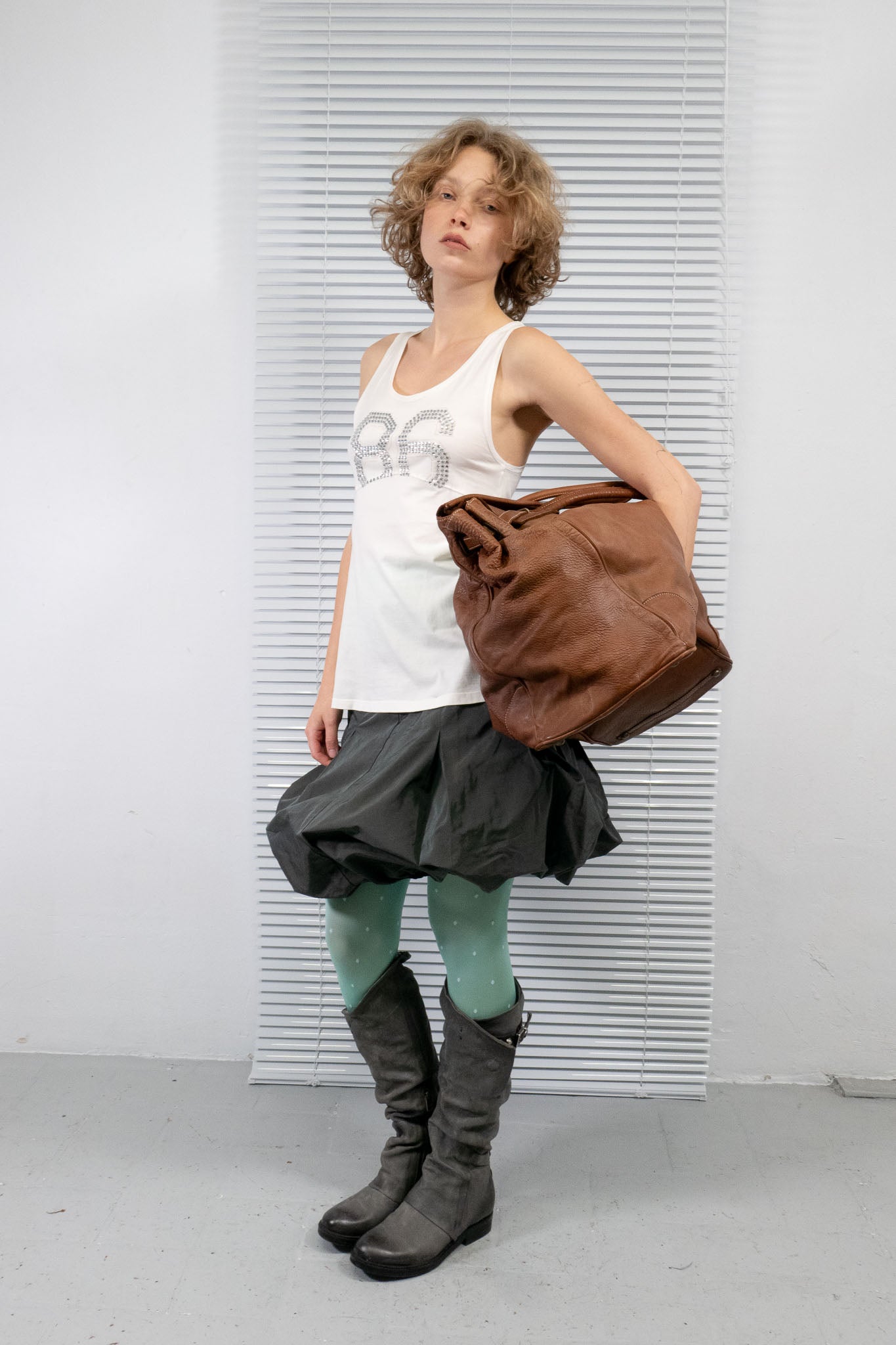 WASHED BROWN LEATHER FIRKIN TRAVELBAG