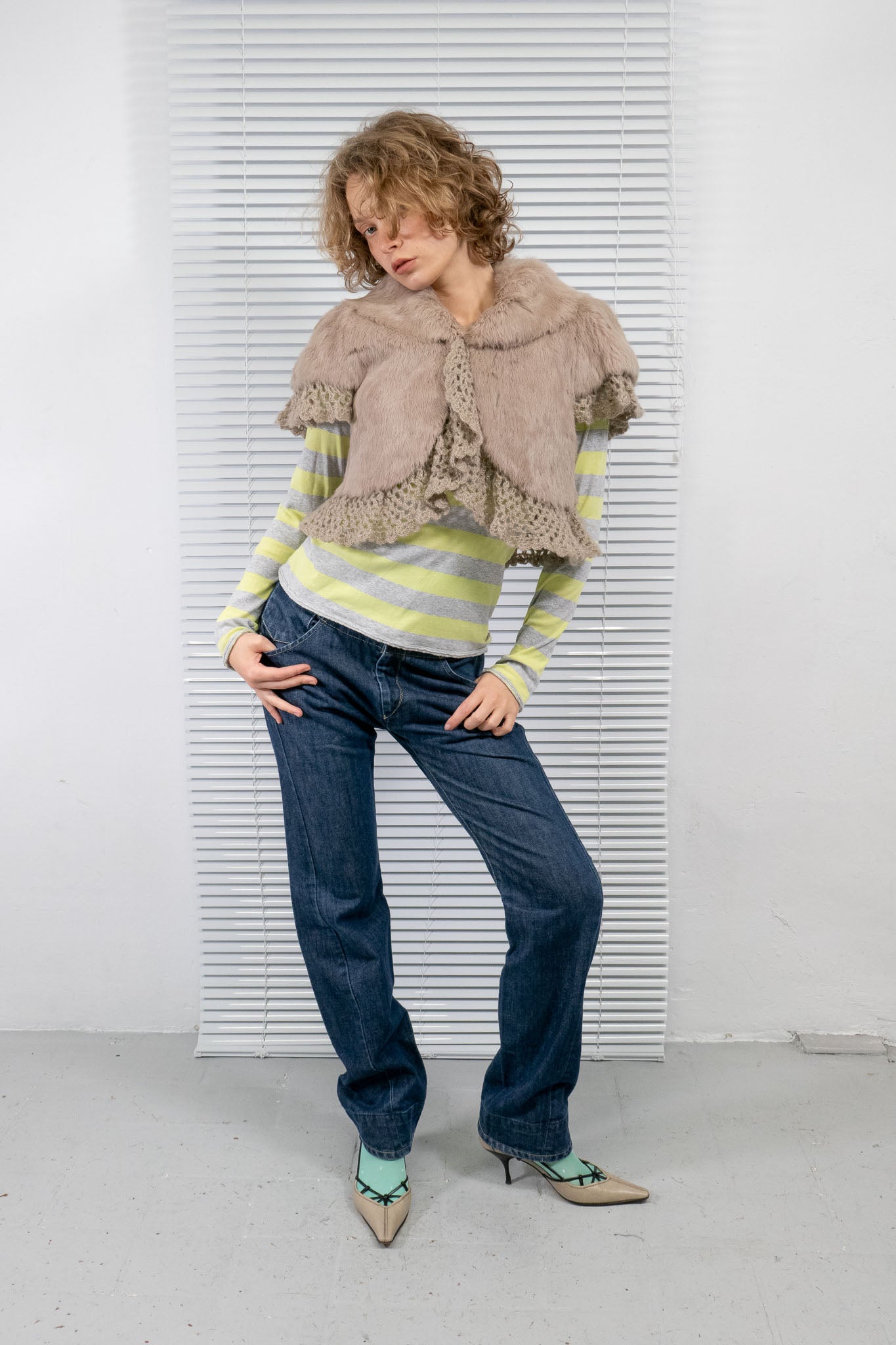 RABBIT FUR KNIT BOLERO
