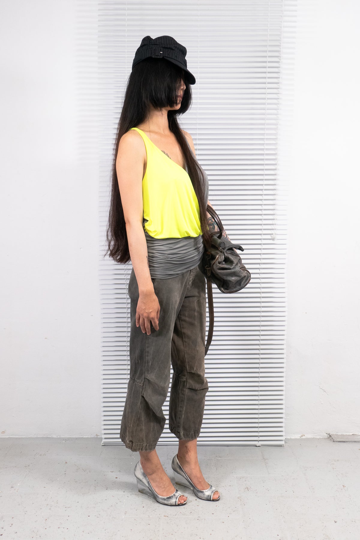DIESEL DISTRESSED WIDE-LEG PANTS