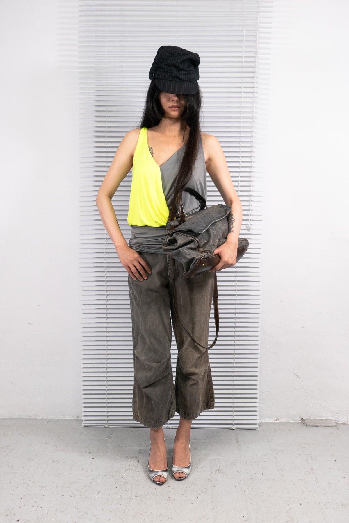 DIESEL DISTRESSED WIDE-LEG PANTS