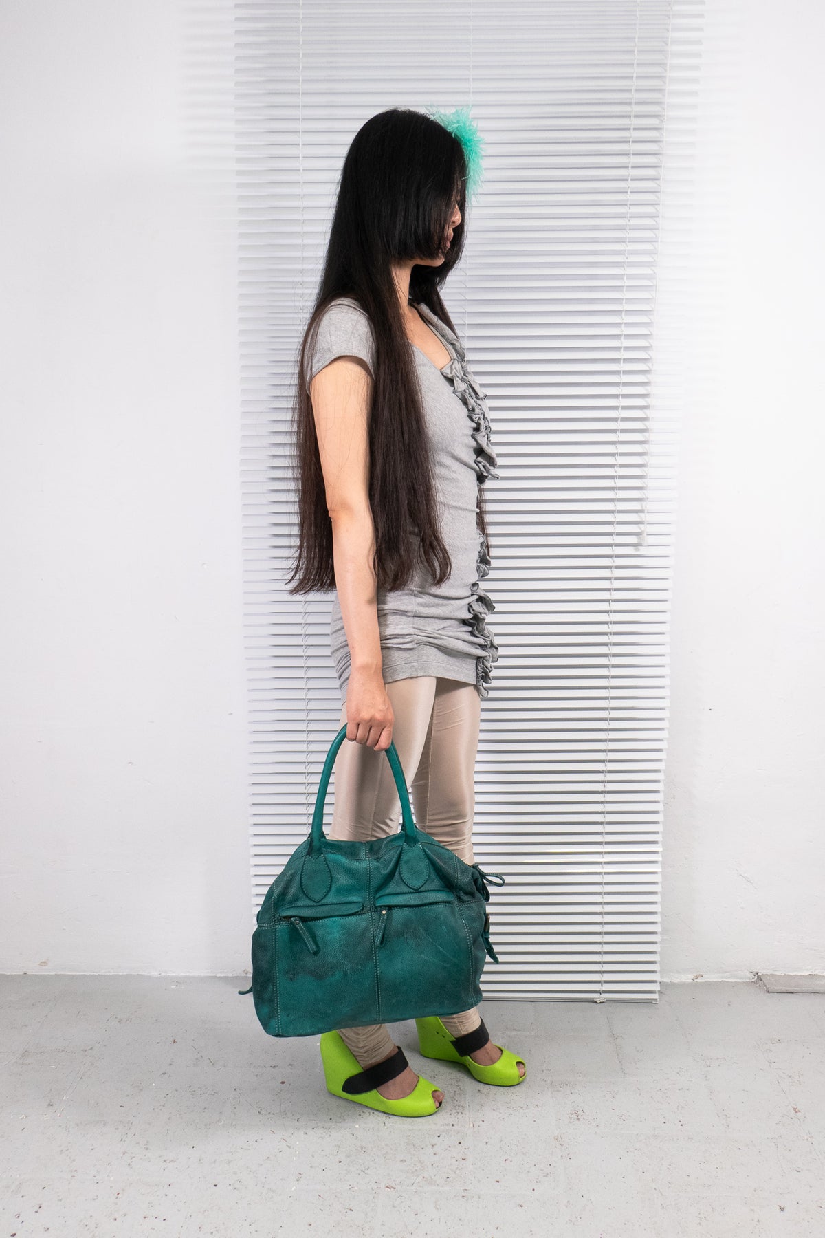 GIORGIO BRATO GREEN  LEATHER TOTE BAG