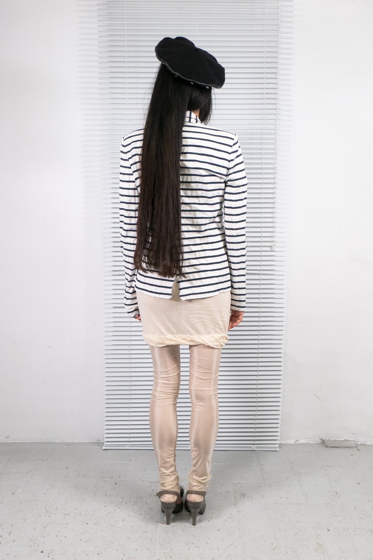 ARMANI JEANS ASYMMETRIC STRIPED JACKET