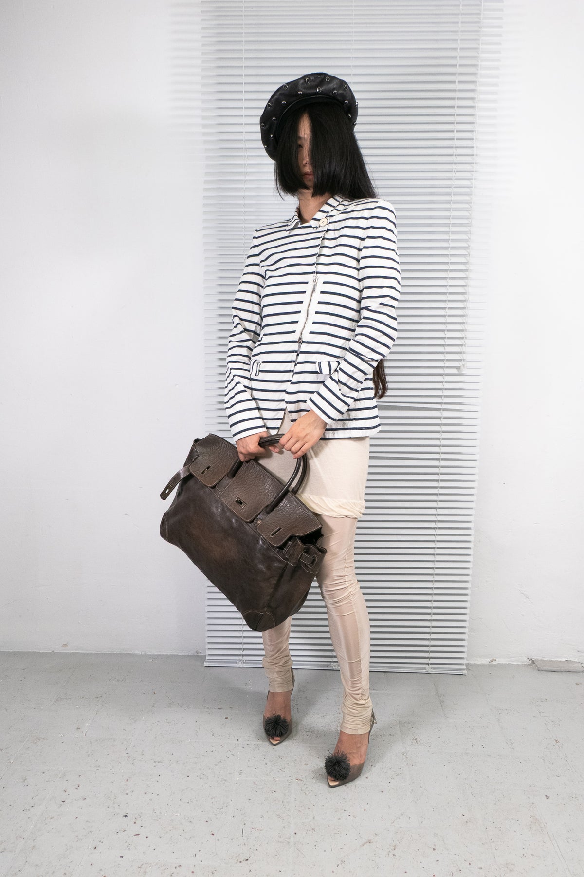 ARMANI JEANS ASYMMETRIC STRIPED JACKET
