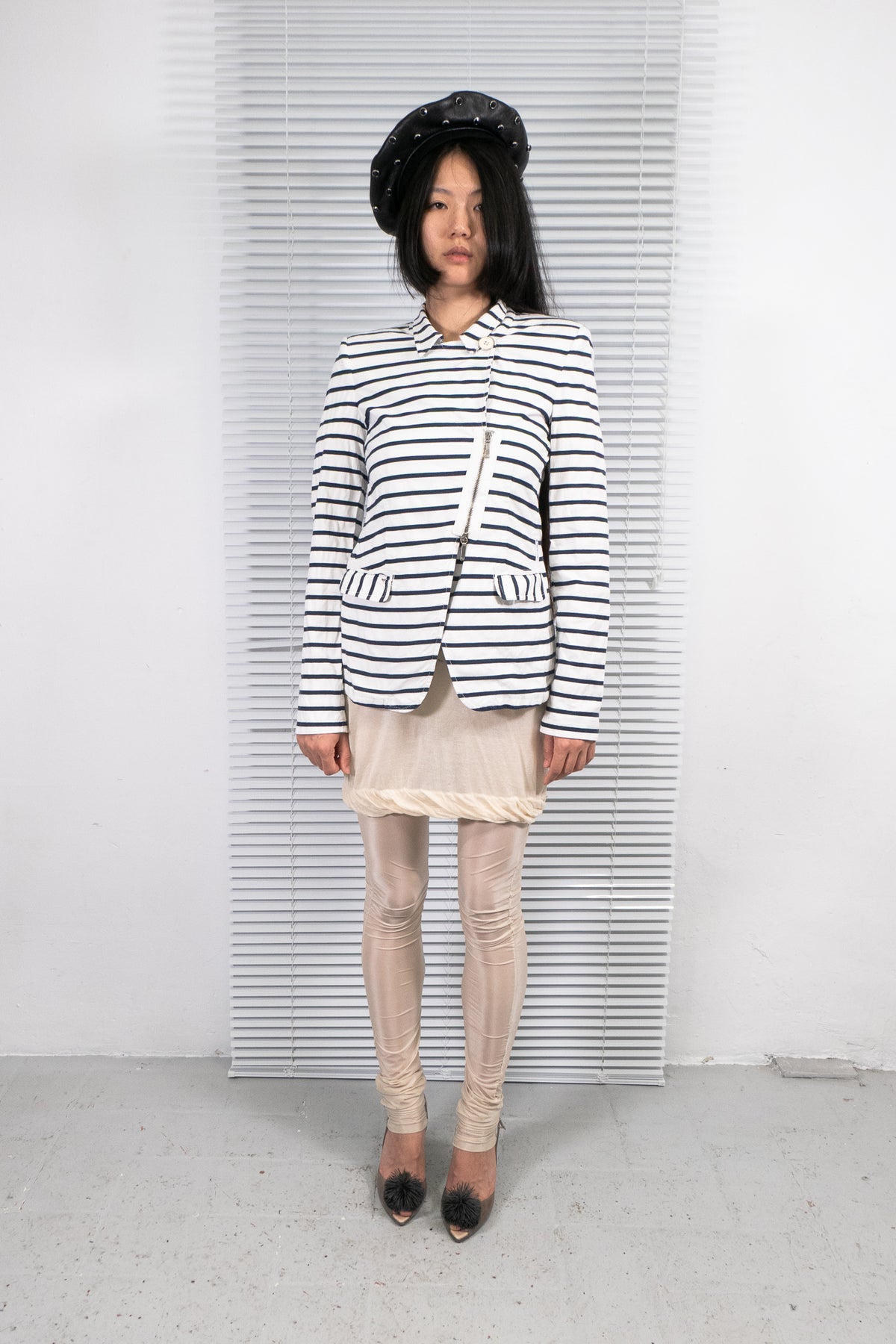 ARMANI JEANS ASYMMETRIC STRIPED JACKET