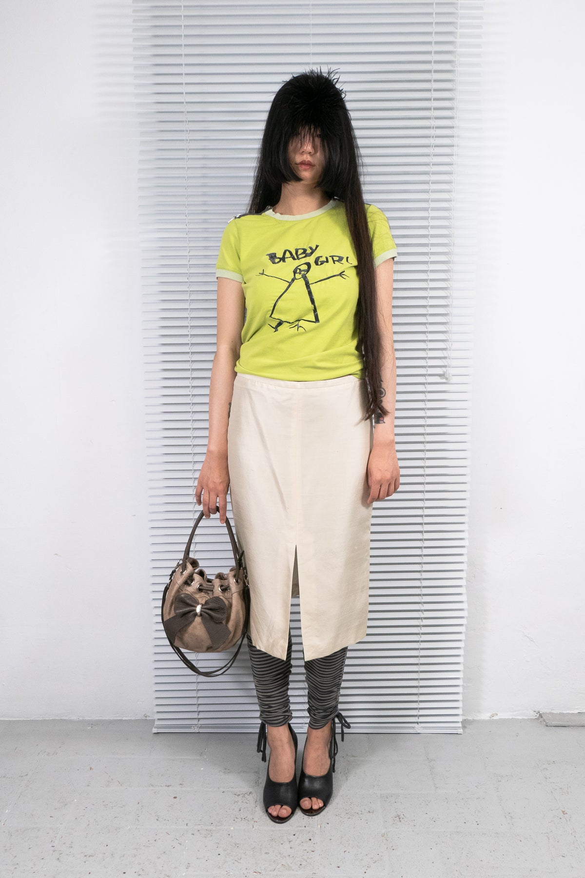 ROMEO GIGLI IRIDESCENT SILK MIDI SKIRT
