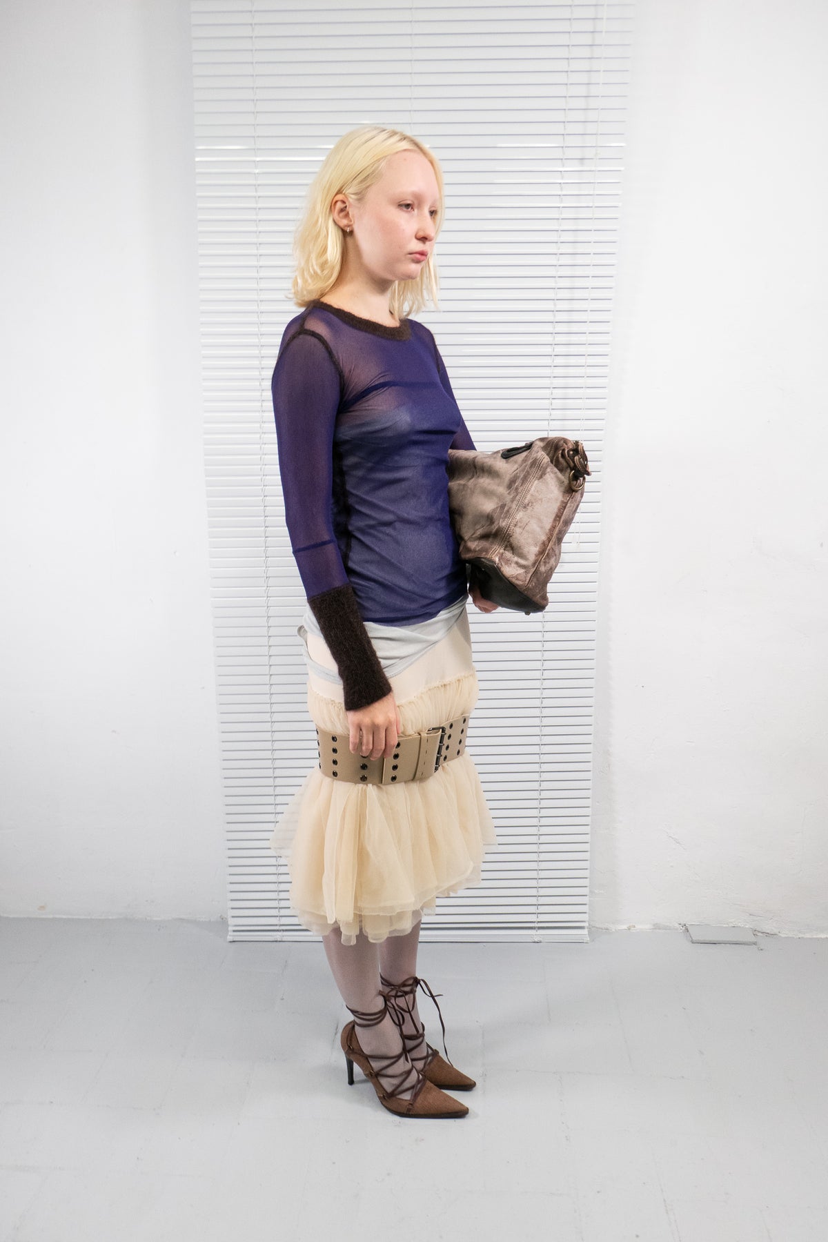 JEAN PAUL GAULTIER SHEER PURPLE LONG SLEEVE TOP