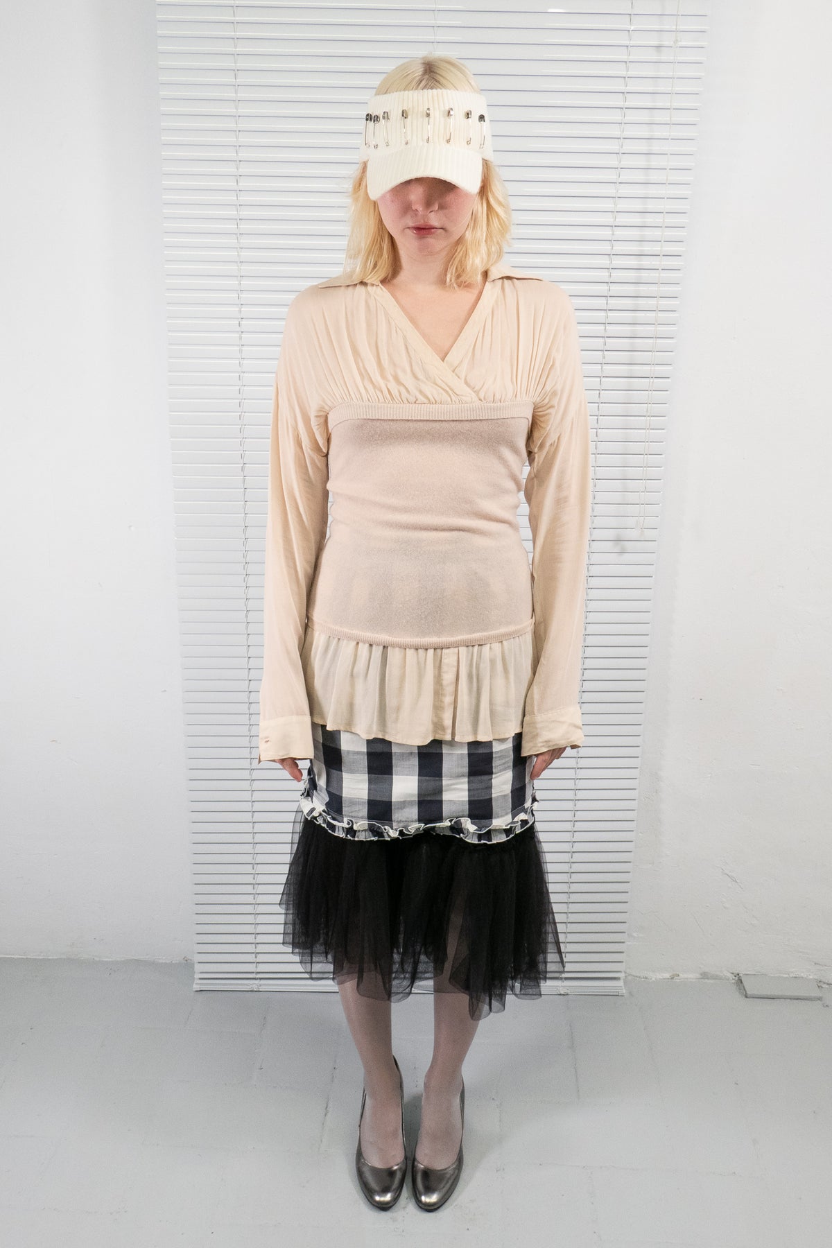 CREAM WOOL DOUBLE-LAYERED TOP