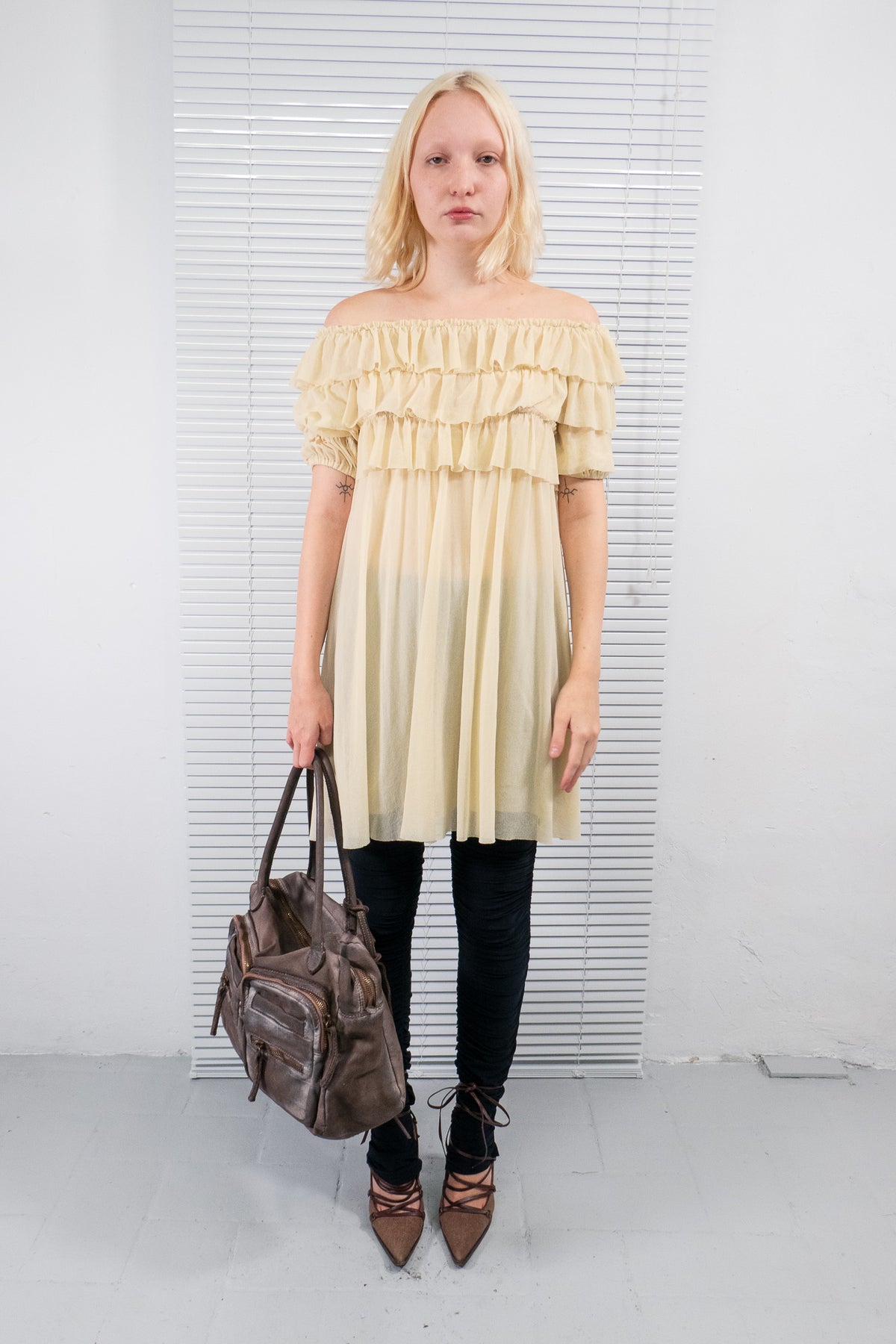 JEAN PAUL GAULTIER PALE YELLOW RUFFLED DRESS