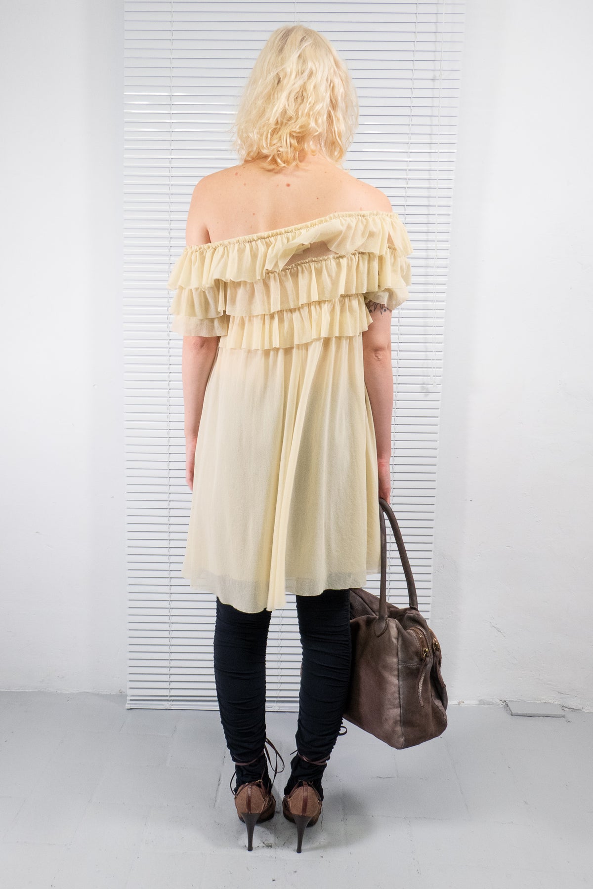 JEAN PAUL GAULTIER PALE YELLOW RUFFLED DRESS